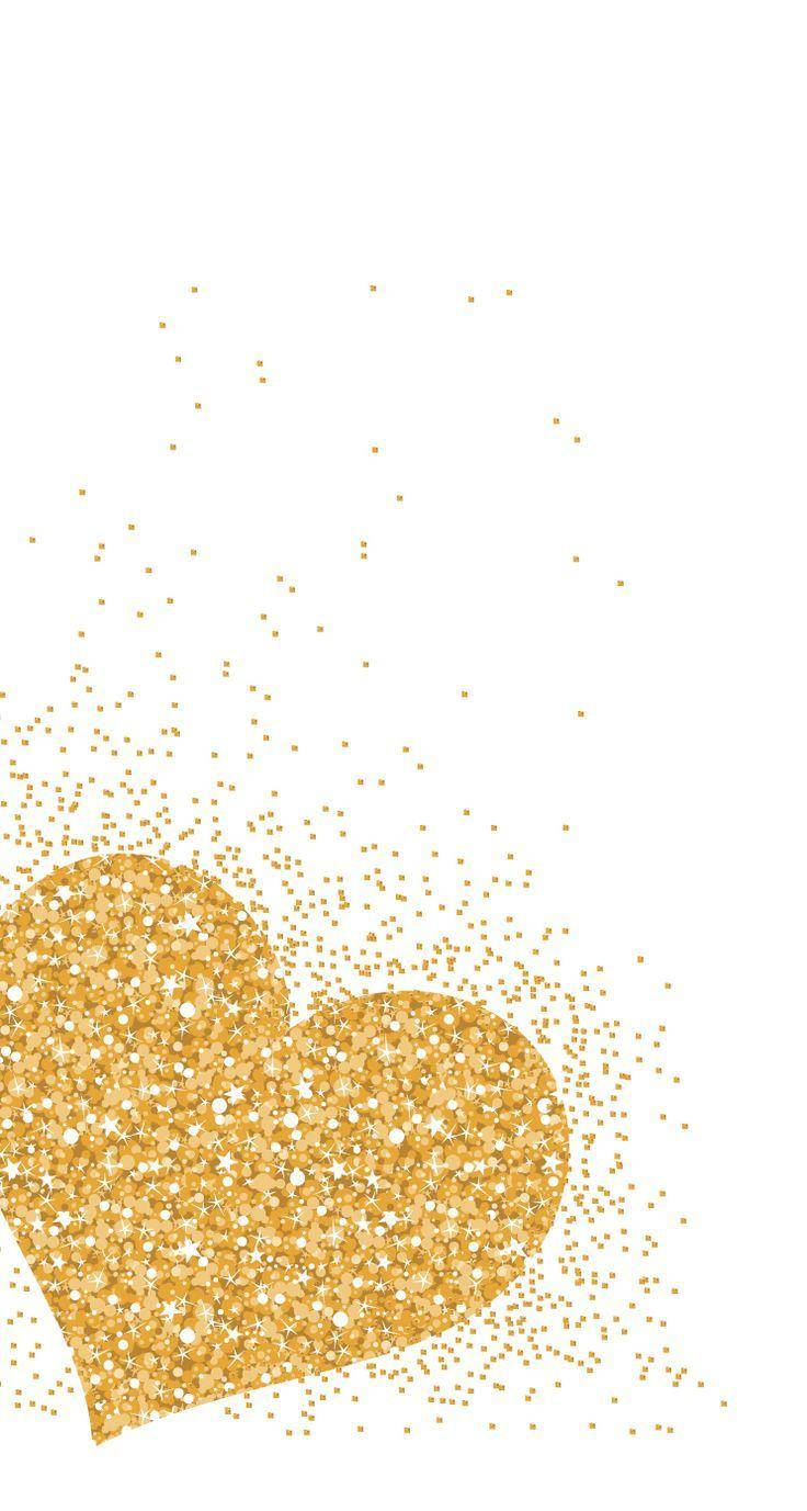 White And Gold Glitter Heart, glitter particles, golden heart, HD Phone Wallpaper