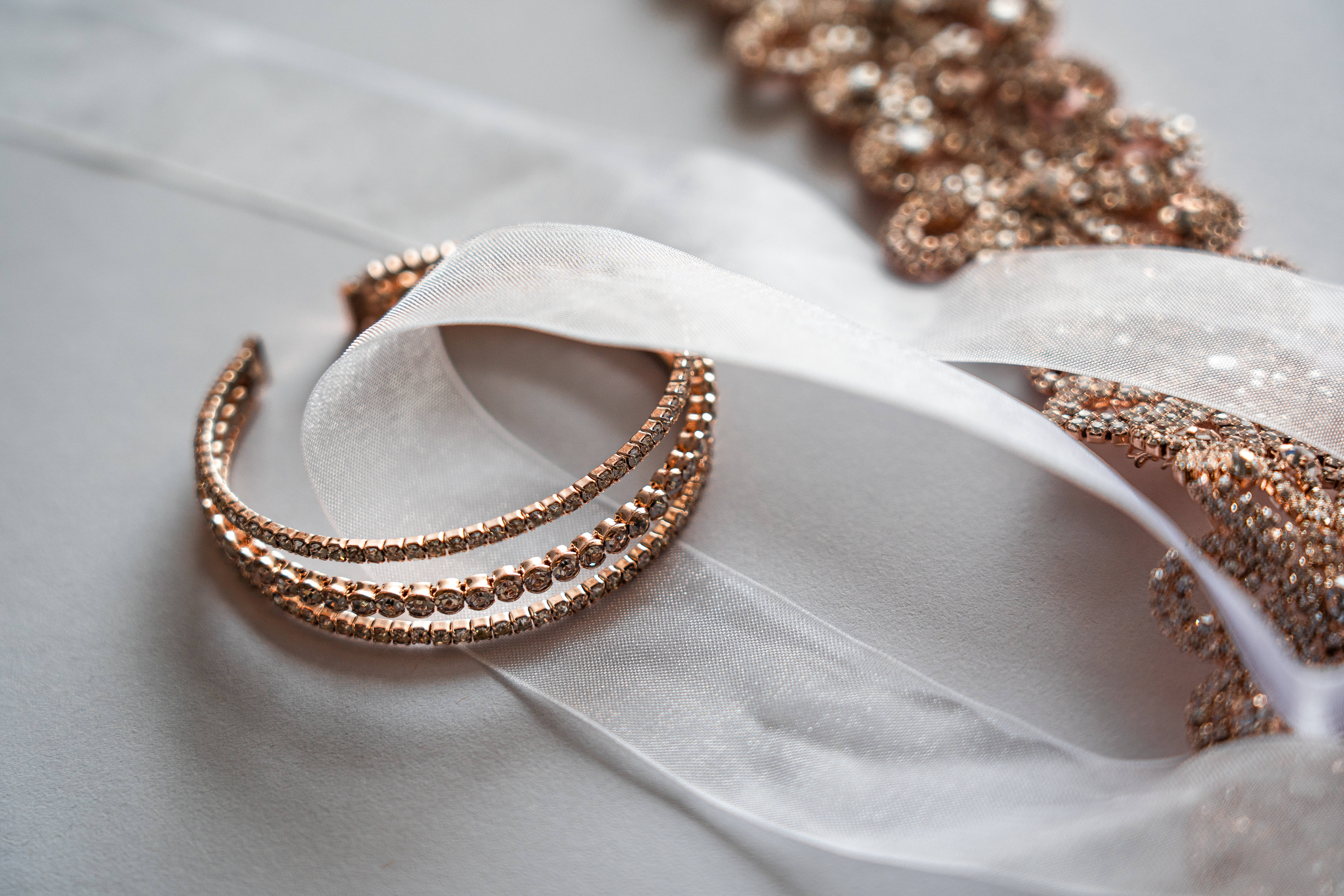 rose gold, bejeweled headband, sequined fabric, 5K Desktop Wallpaper