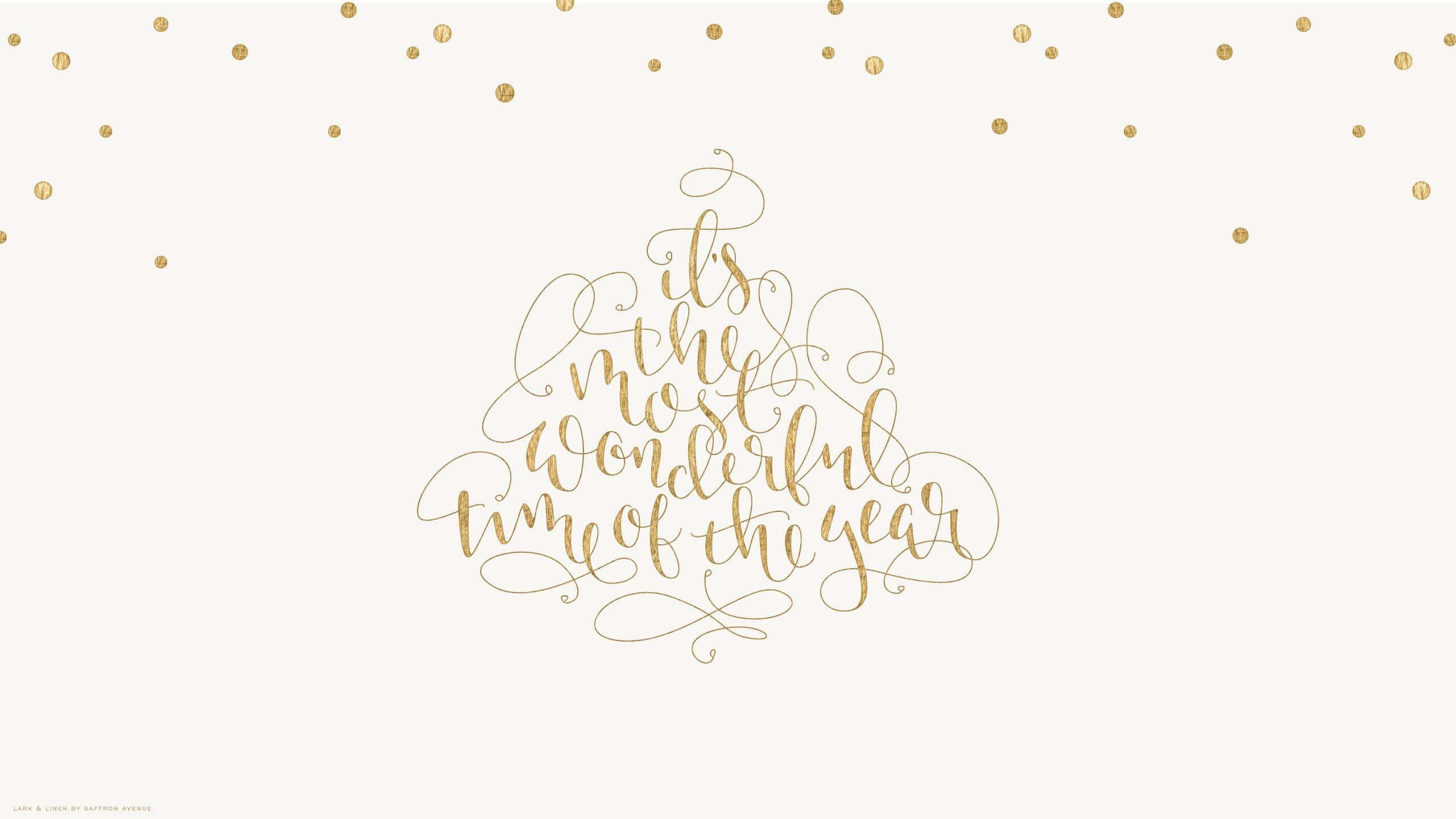 White Gold, gold calligraphy, Christmas tree, 2K Desktop Wallpaper