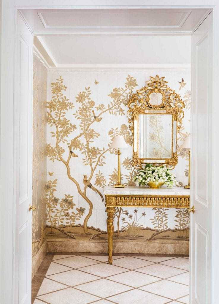 Chinoiserie, white and gold, gold leaf wallpaper, SD Phone Wallpaper