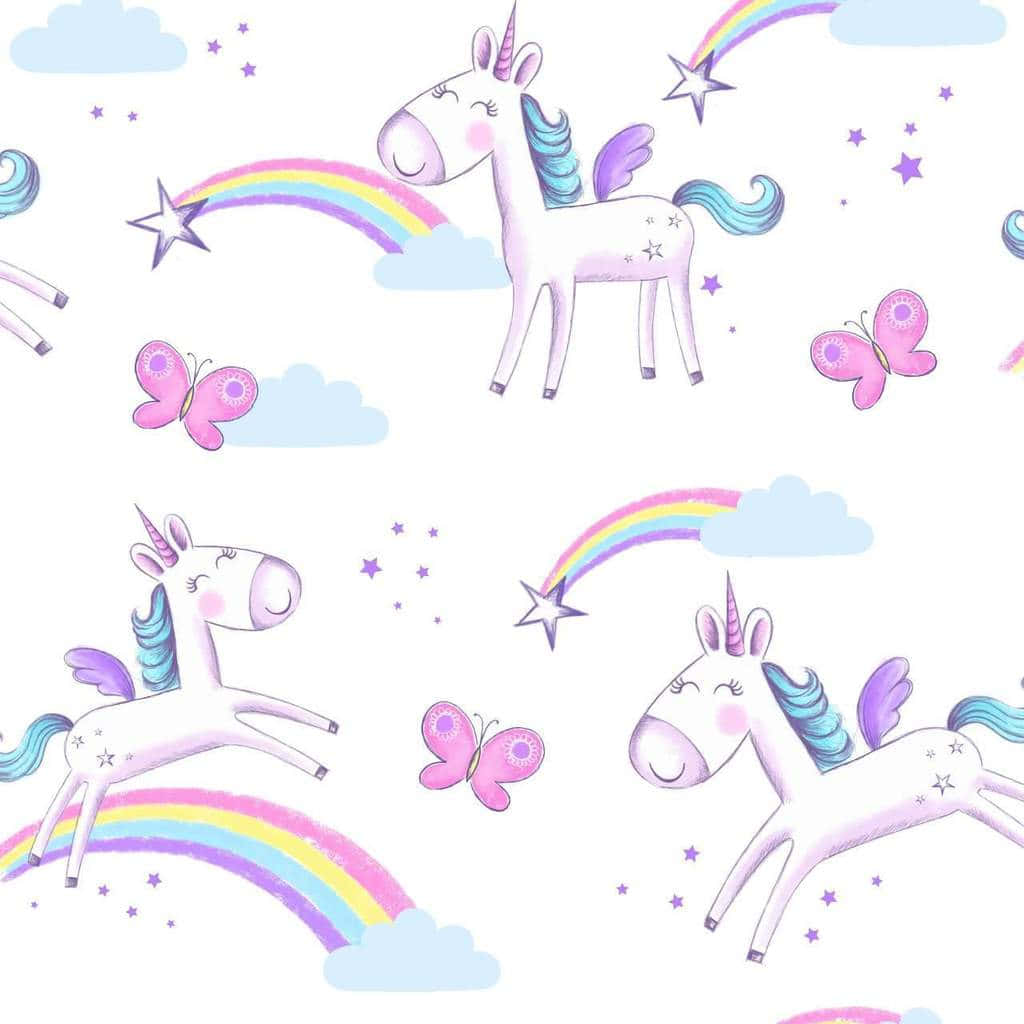 white, purple, cartoon unicorns, SD Desktop Wallpaper