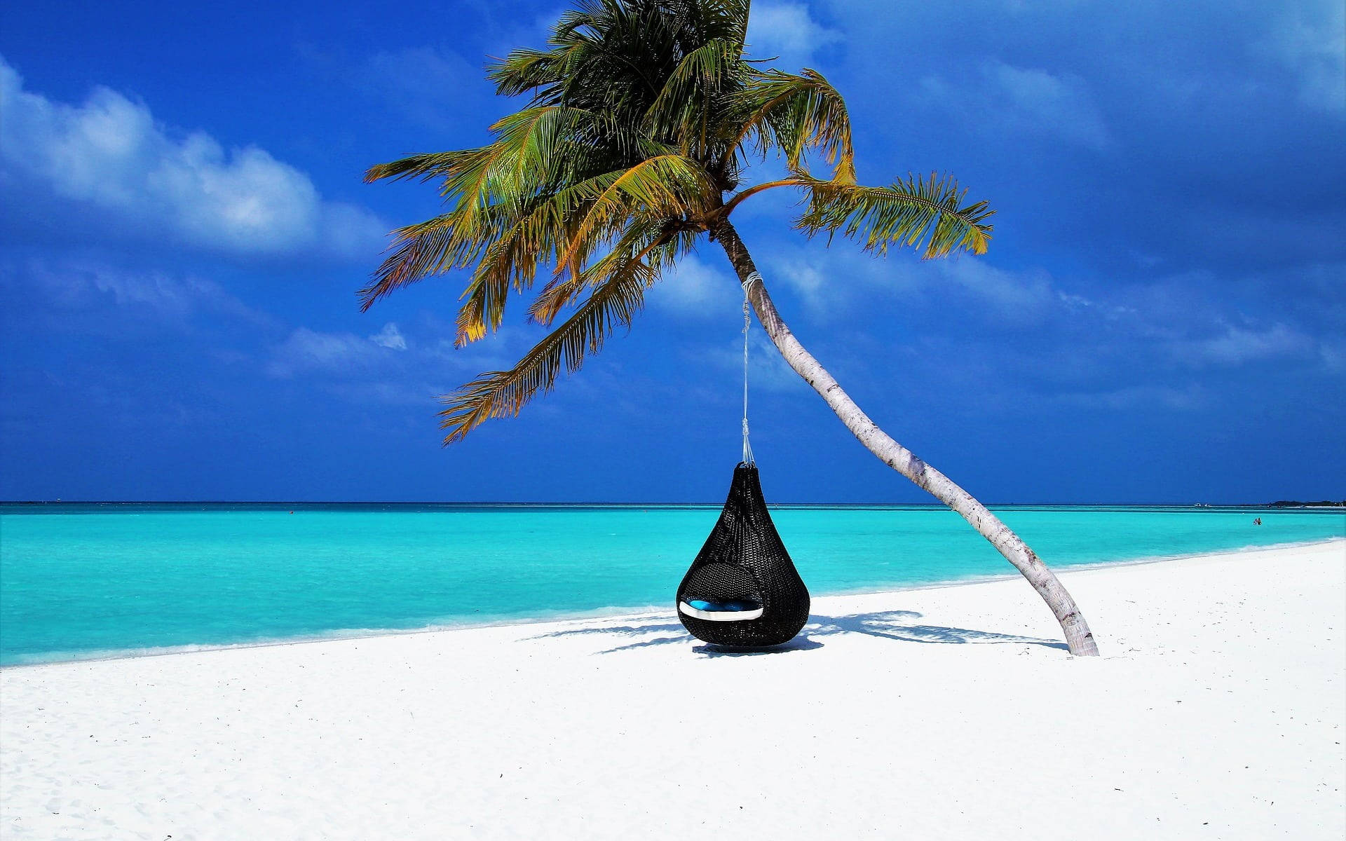 black hammock, white beach, pristine white sand beach, Full HD Desktop Wallpaper