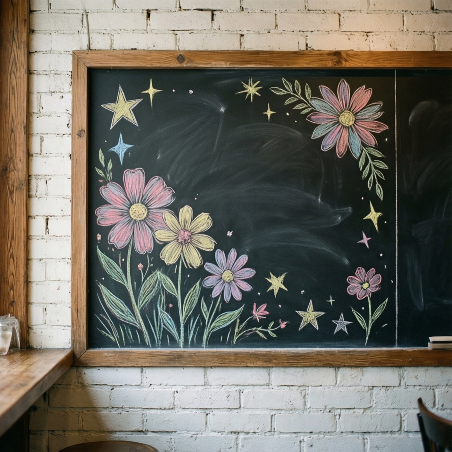 chalkboard, wood frame, pastel chalk, HD Desktop Wallpaper