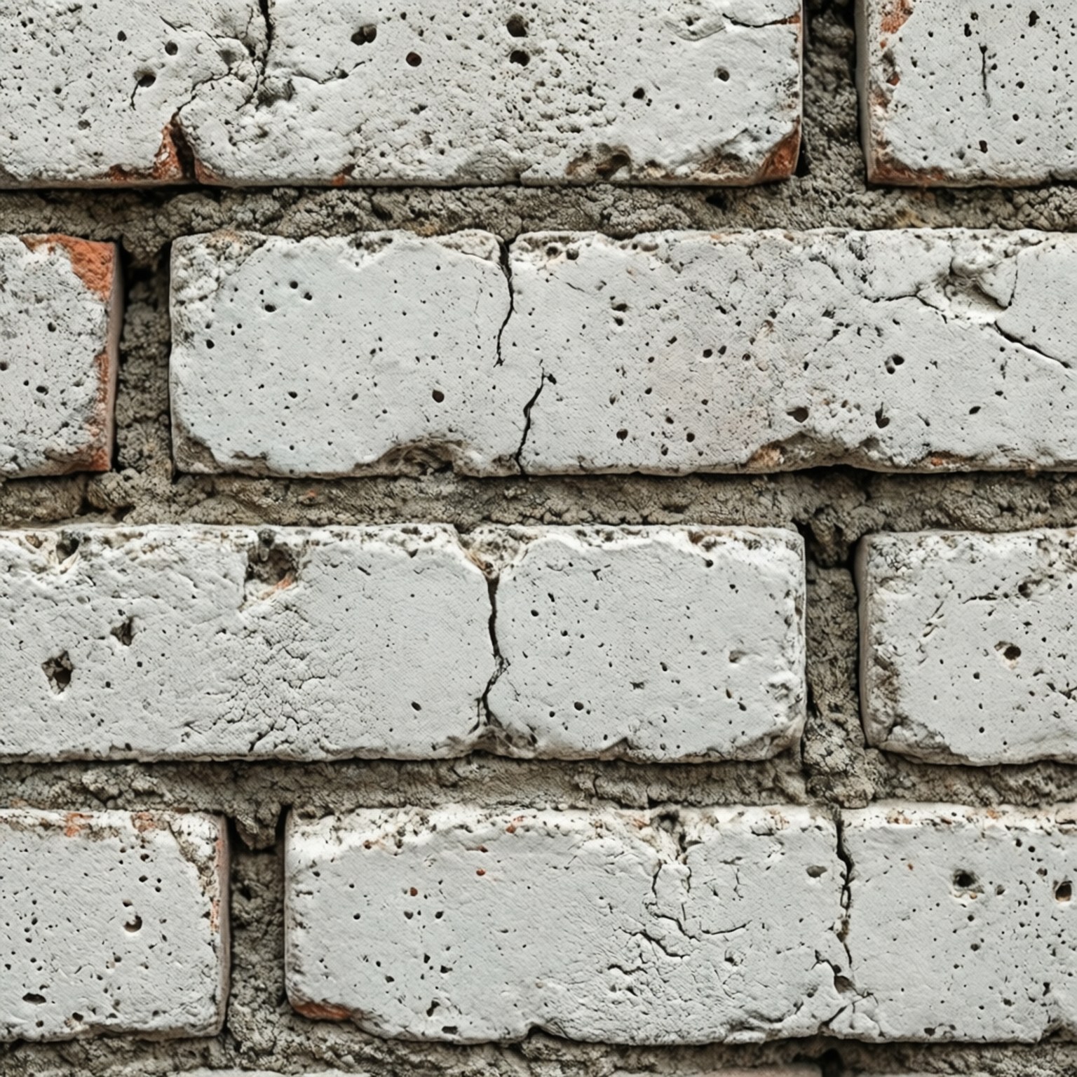 white brick, gray mortar, cracks, HD Desktop Wallpaper
