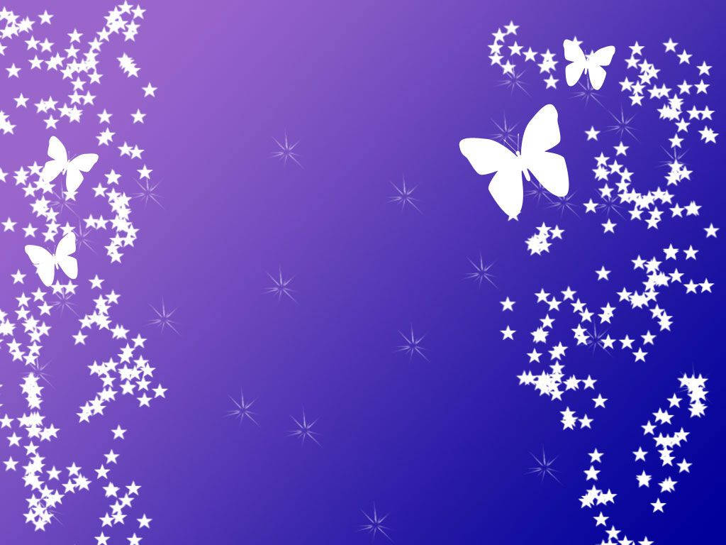purple gradient, white butterfly, stars, SD Desktop Wallpaper