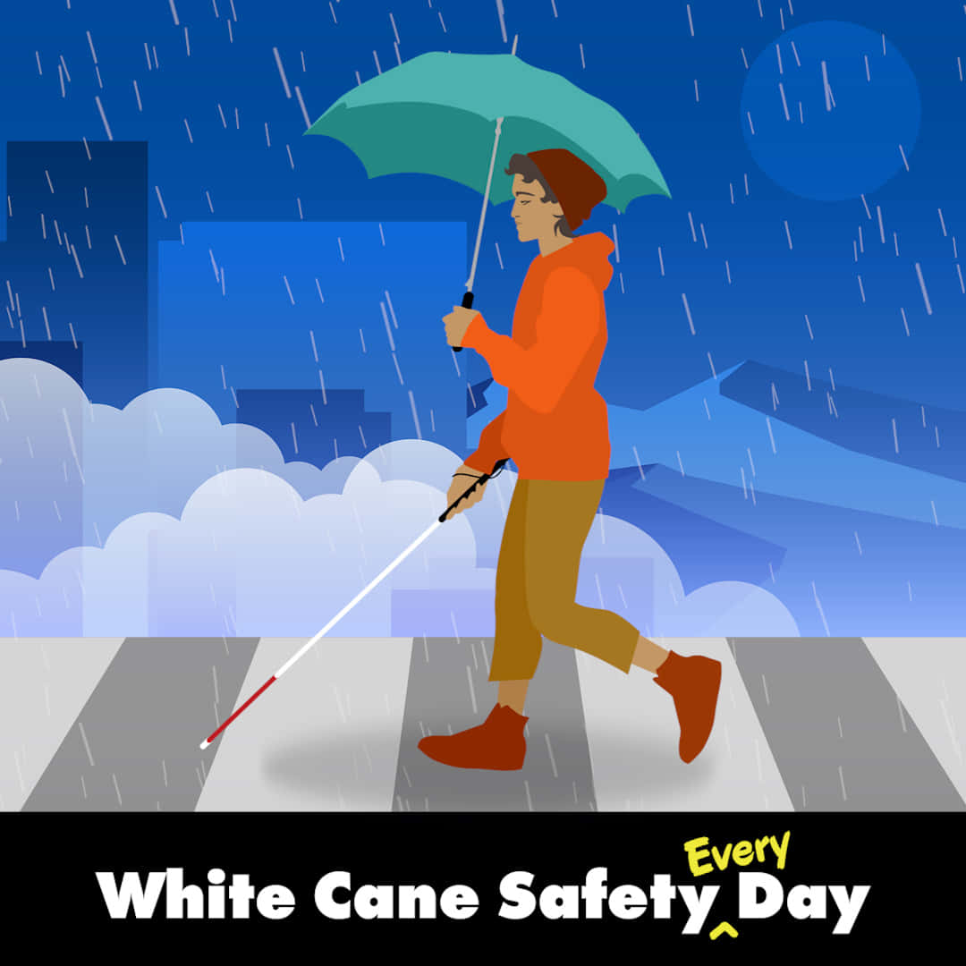 White Cane Safety Day, orange hoodie, brown pants, SD Desktop Wallpaper