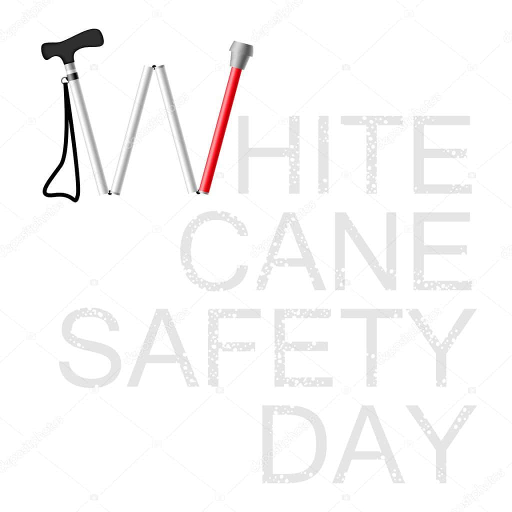 White Cane Safety Day, white cane, textured gray text, SD Desktop Wallpaper