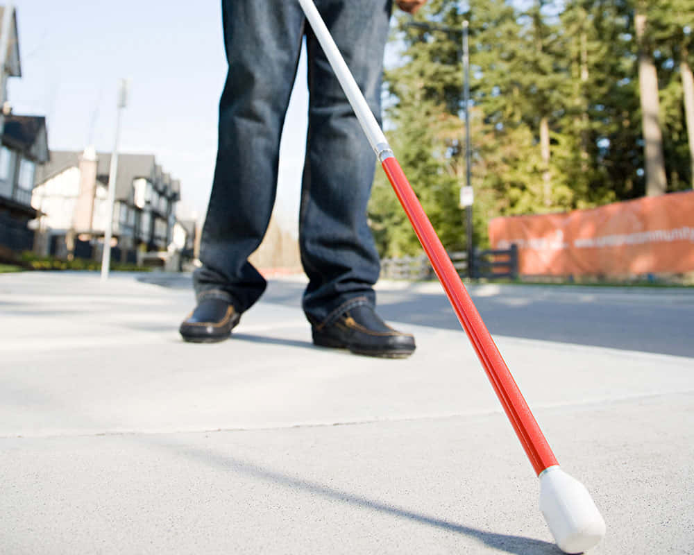 White Cane Safety Day, red and white cane, jeans, SD Desktop Wallpaper