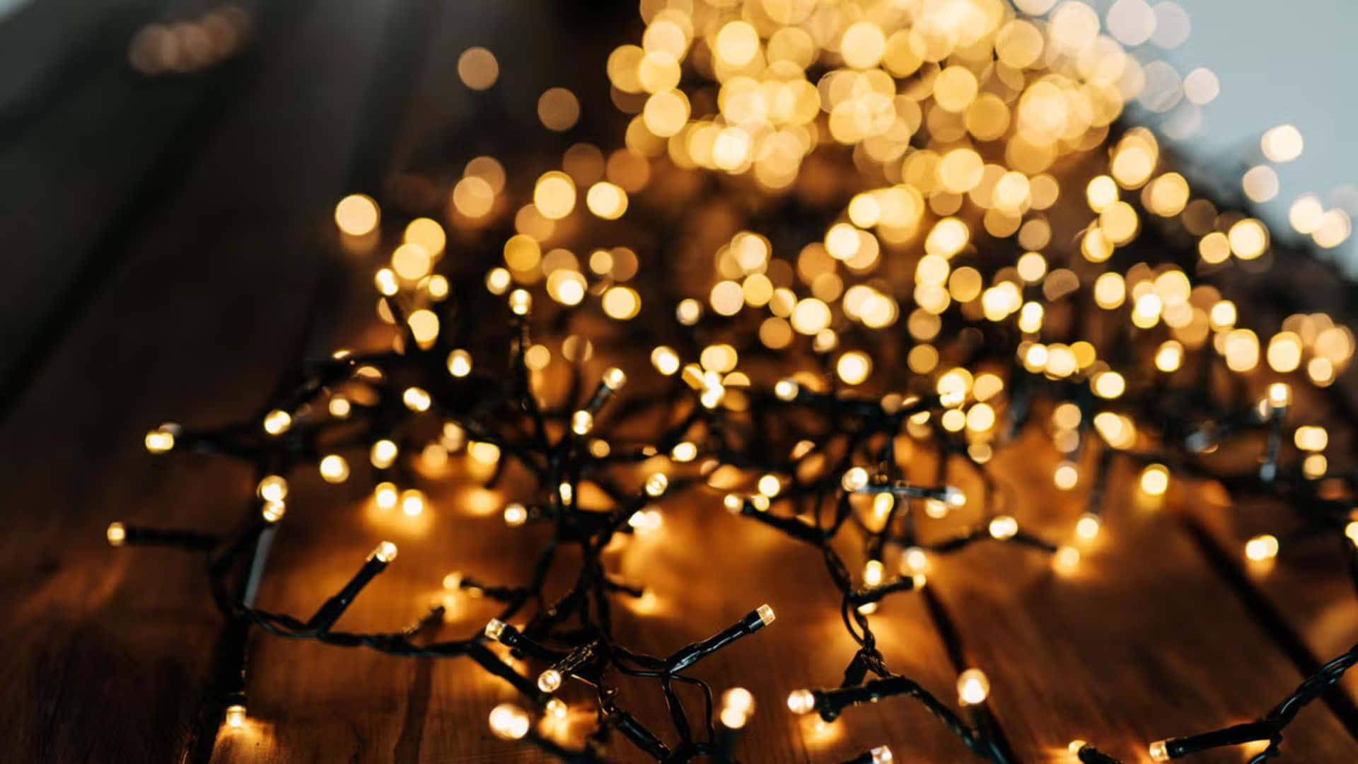 warm white christmas lights, fairy lights, golden, Full HD Desktop Wallpaper