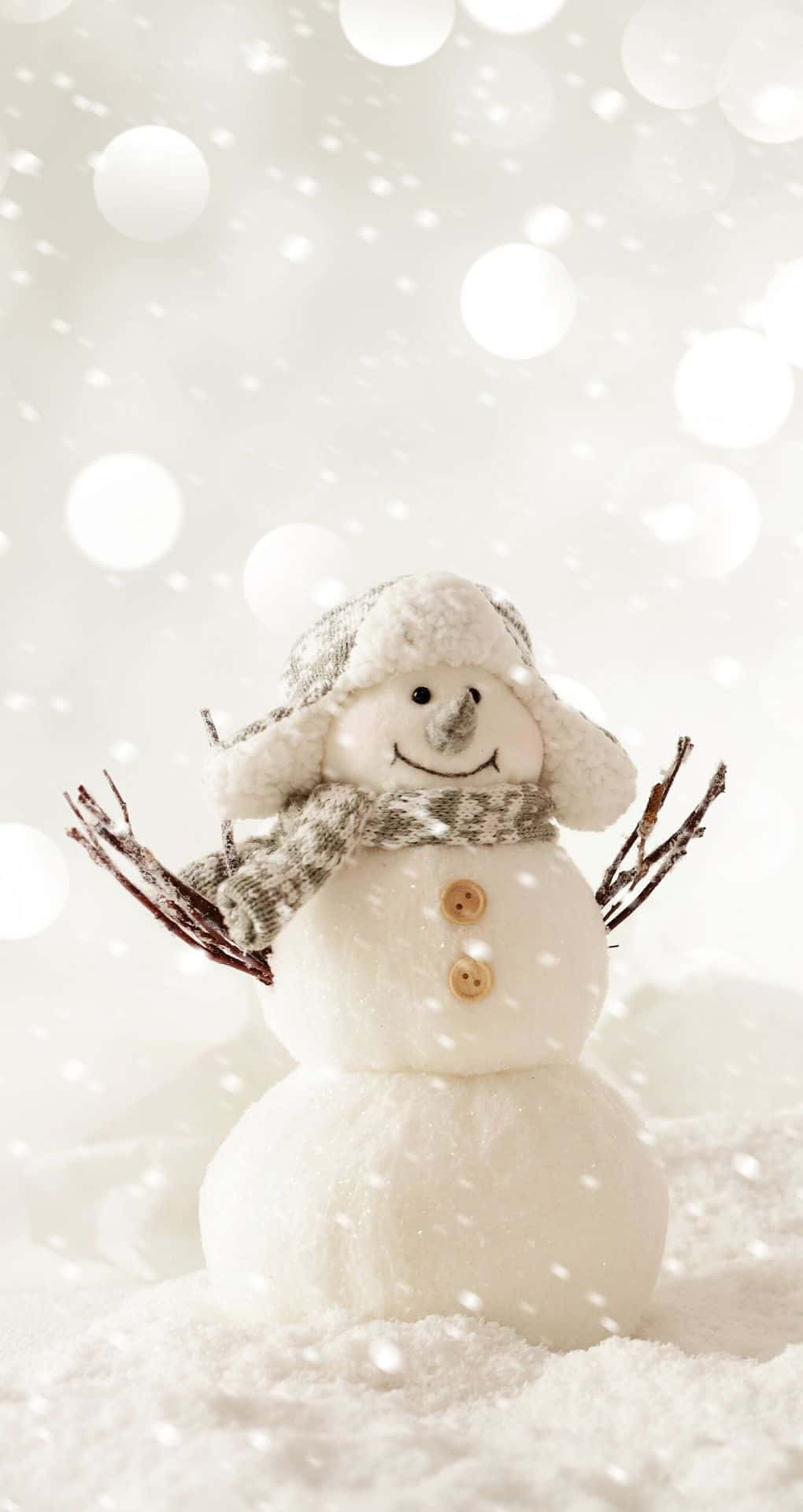 White Christmas iPhone, snowman, knit hat, Full HD Phone Wallpaper