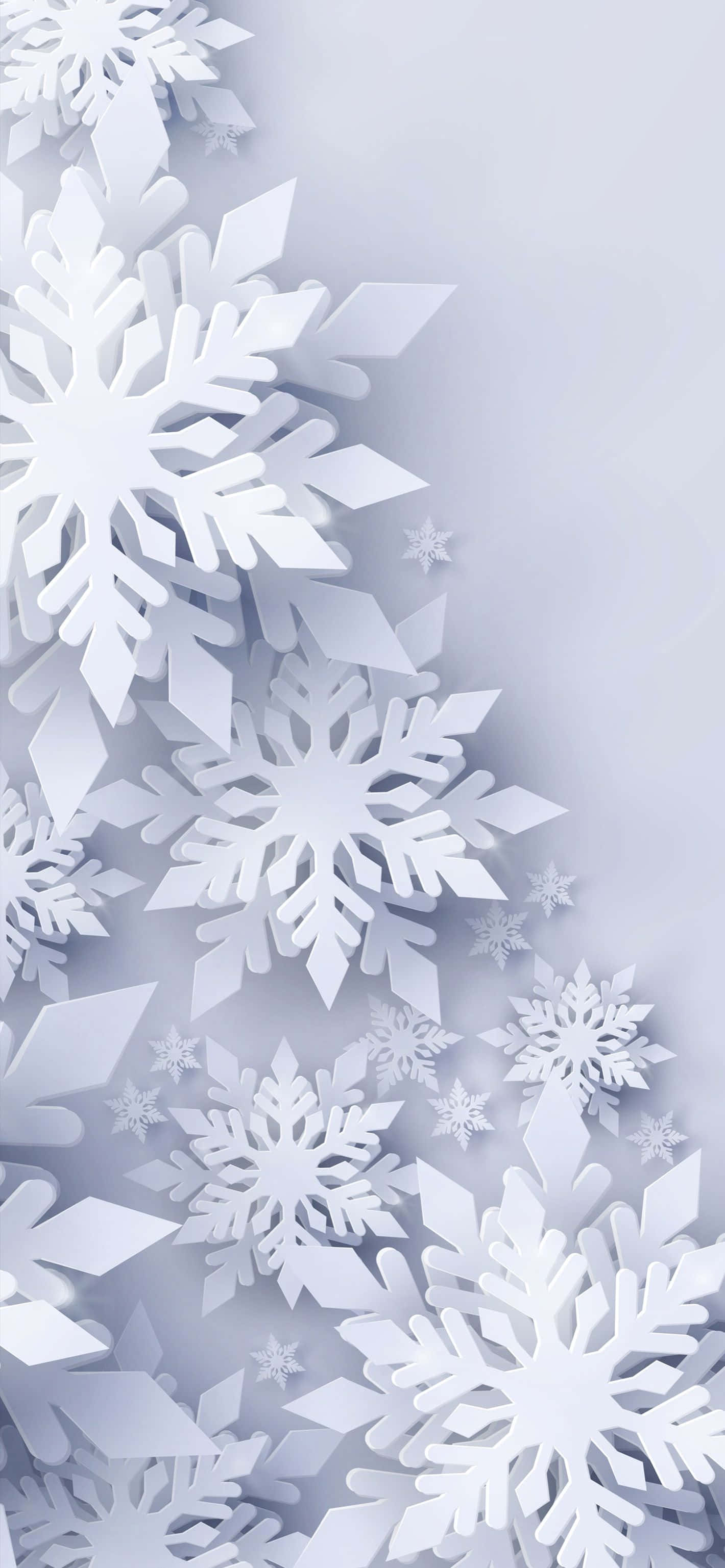 White Christmas iPhone, snowflake, soft gradient background, 2K Phone Wallpaper