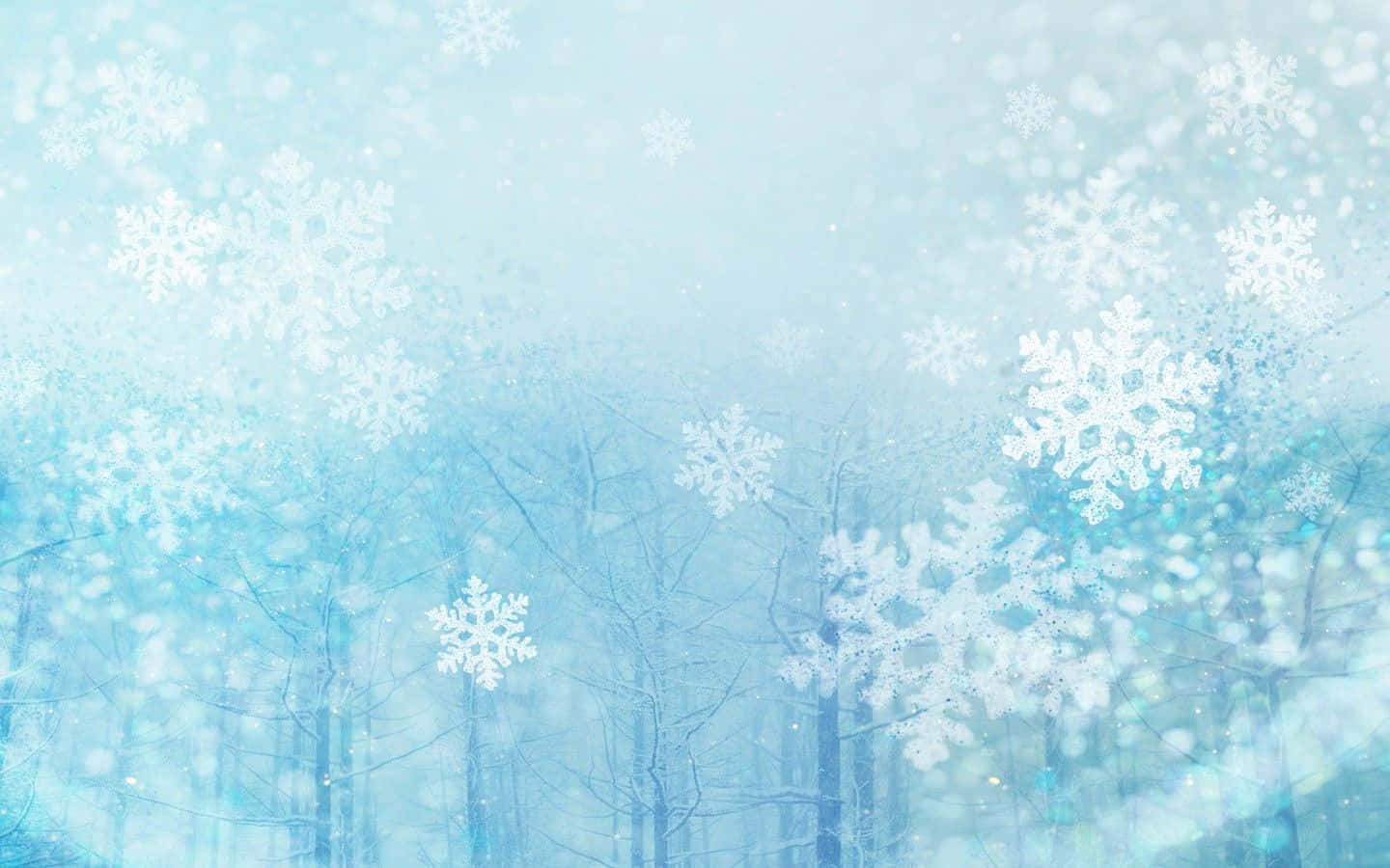 Blue White Snowflake, Christmas Vibe, soft blue winter forest, HD Desktop Wallpaper