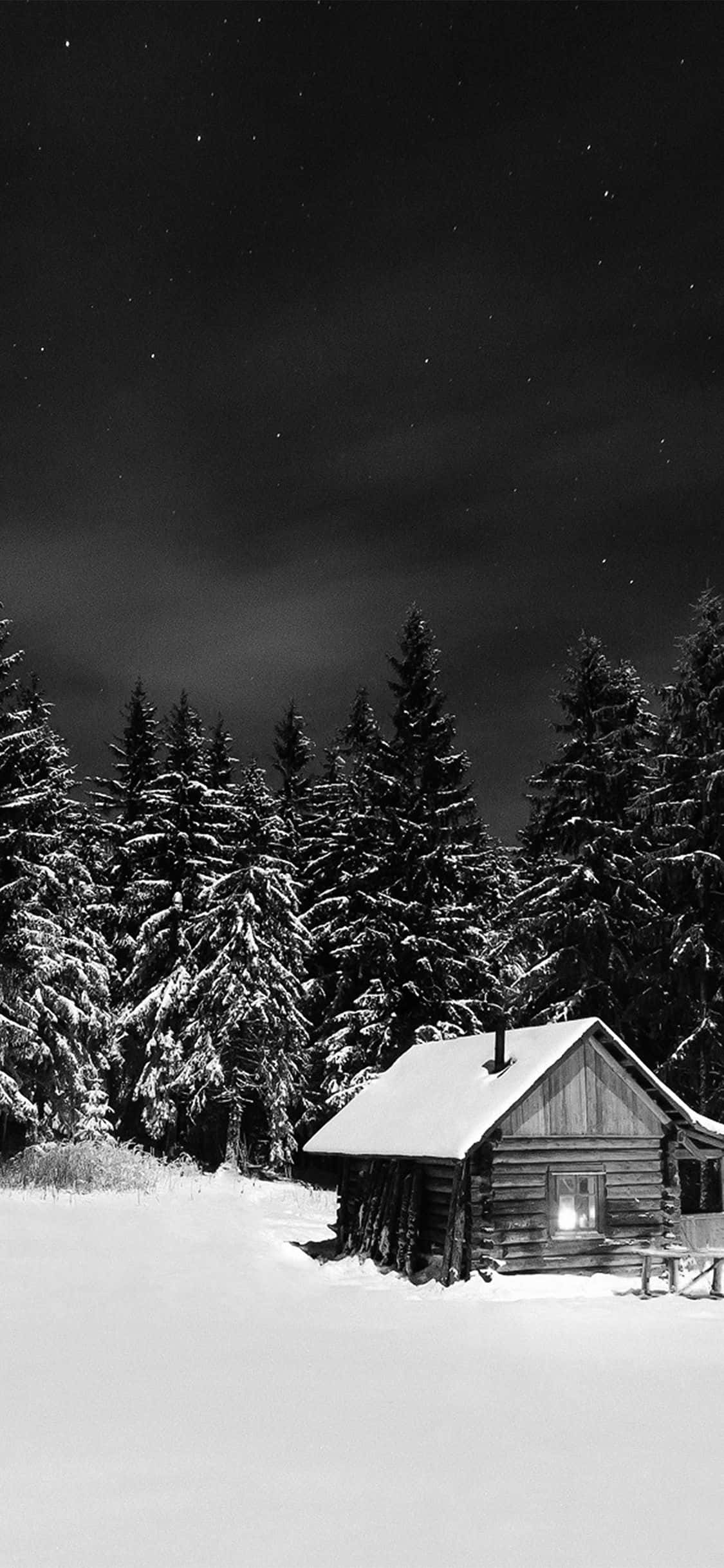 White Christmas, iPhone, snow-covered cabin, Full HD Phone Wallpaper