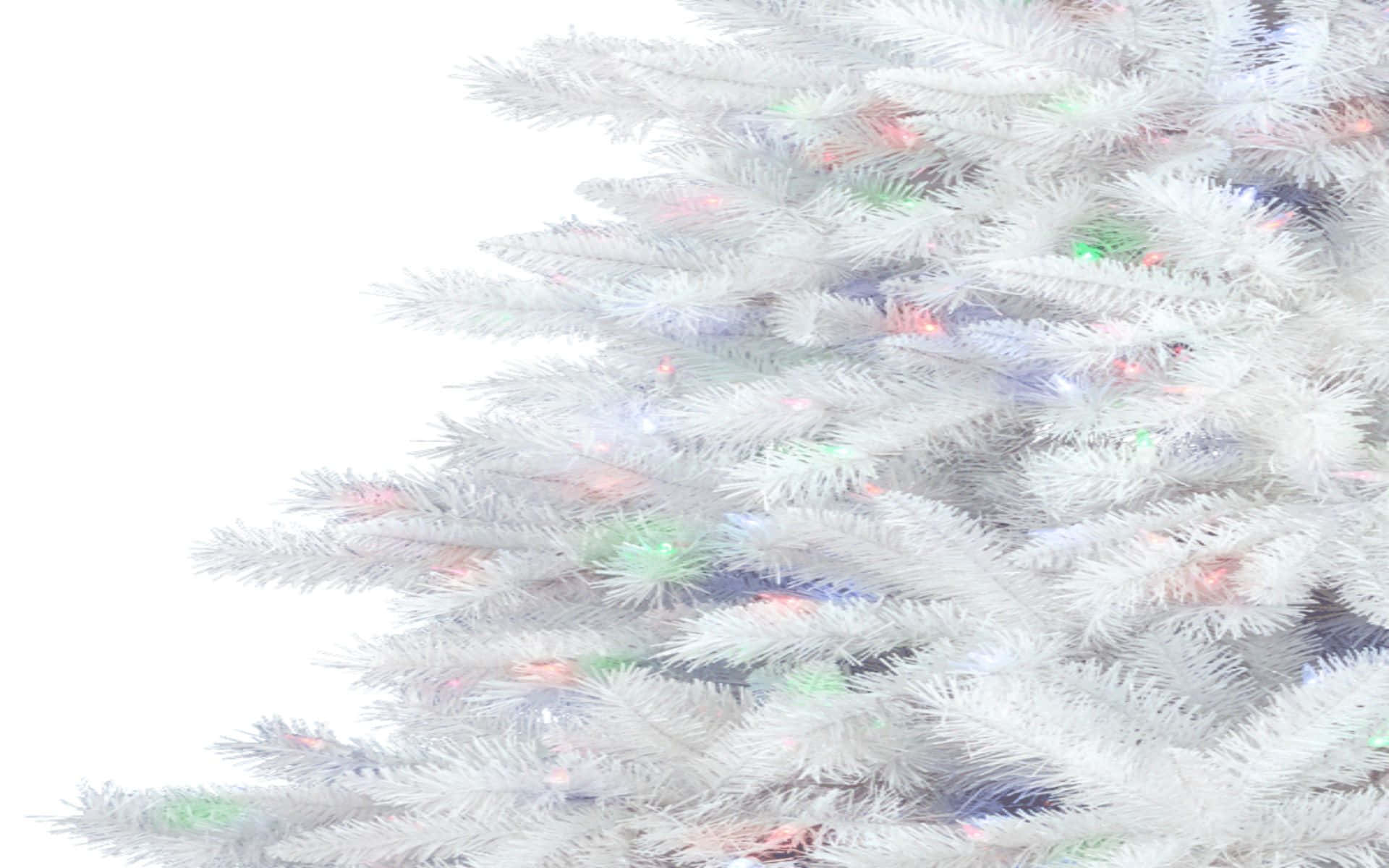 White Christmas Tree, rainbow tint, flocked Christmas tree, Full HD Desktop Wallpaper