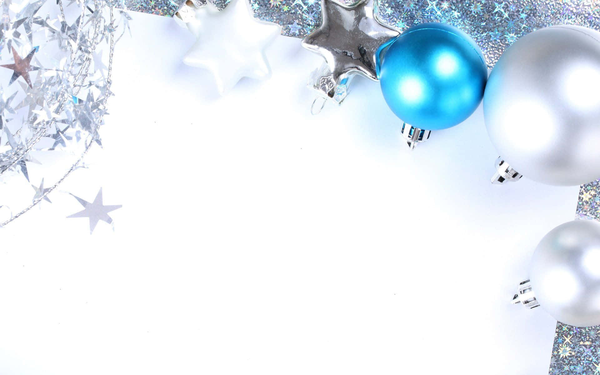 white christmas, shiny silver, blue, Full HD Desktop Wallpaper