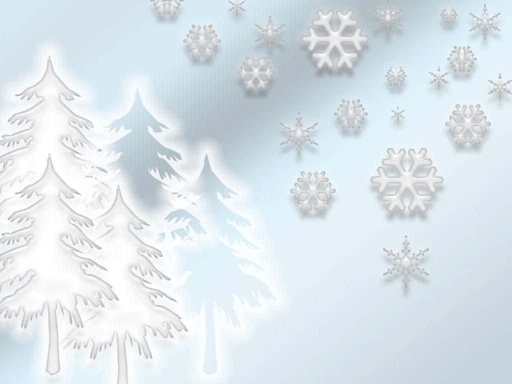 White Christmas Tree, snowflake, white paper-cut, SD Desktop Wallpaper