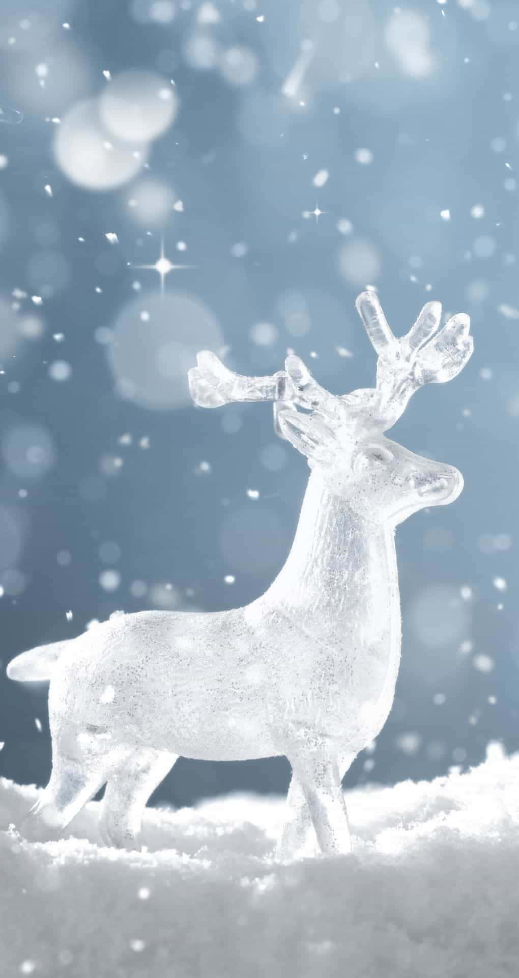 White Christmas, iPhone, translucent ice reindeer, Full HD Phone Wallpaper