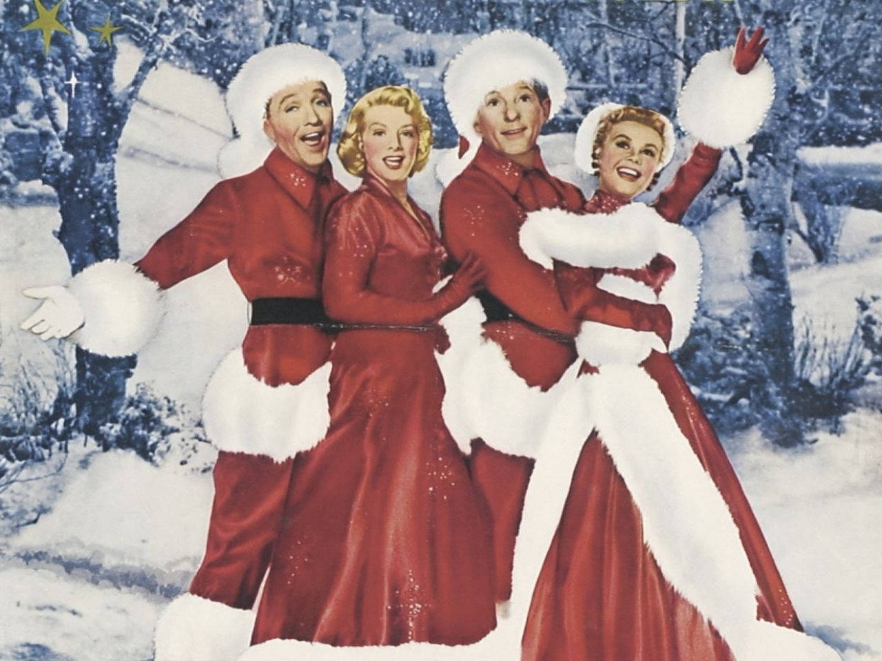 Christmas Movie, white christmas, red and white winter costumes, HD Desktop Wallpaper