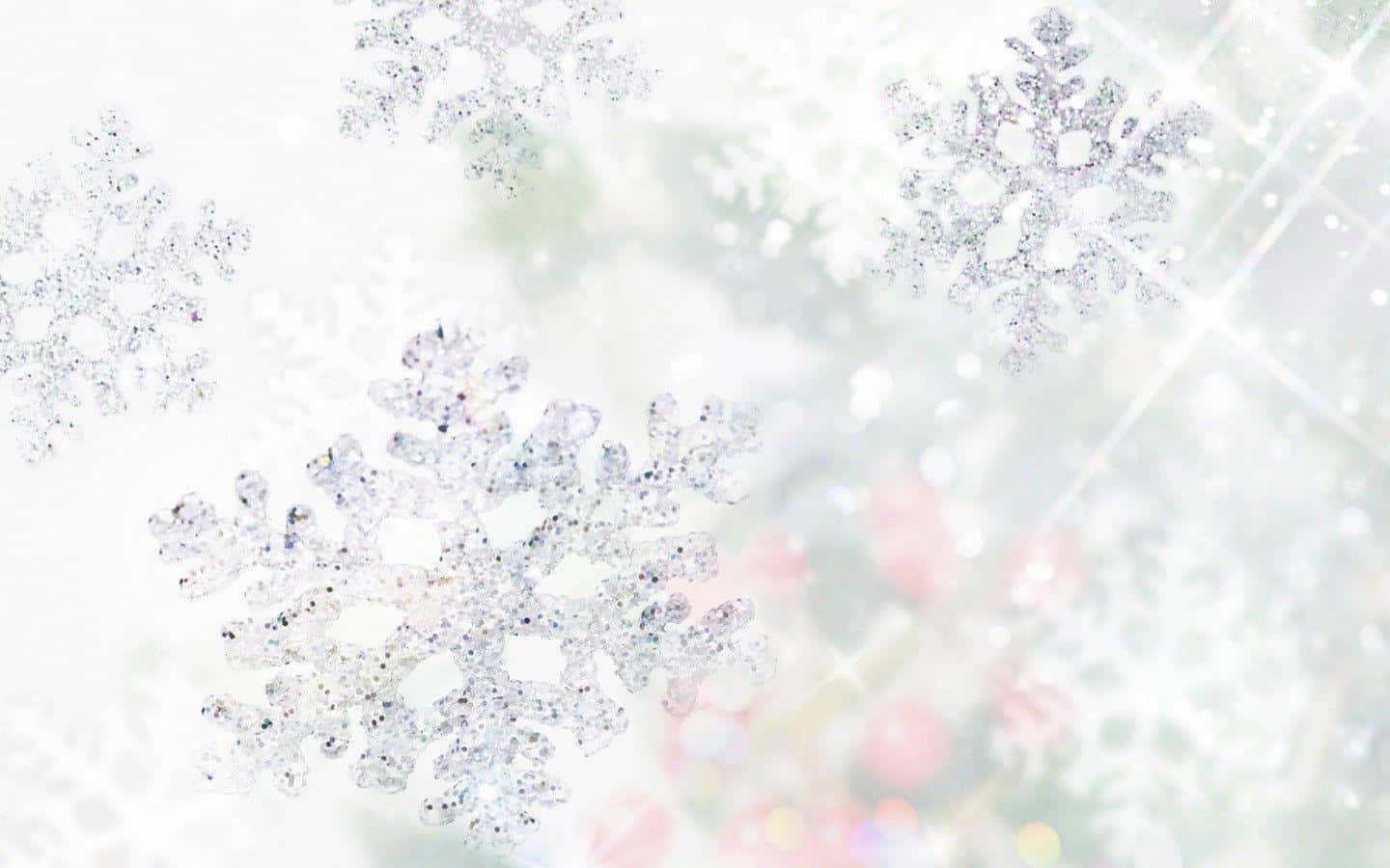 Glittery Snowflake, White Christmas, soft white background, HD Desktop Wallpaper