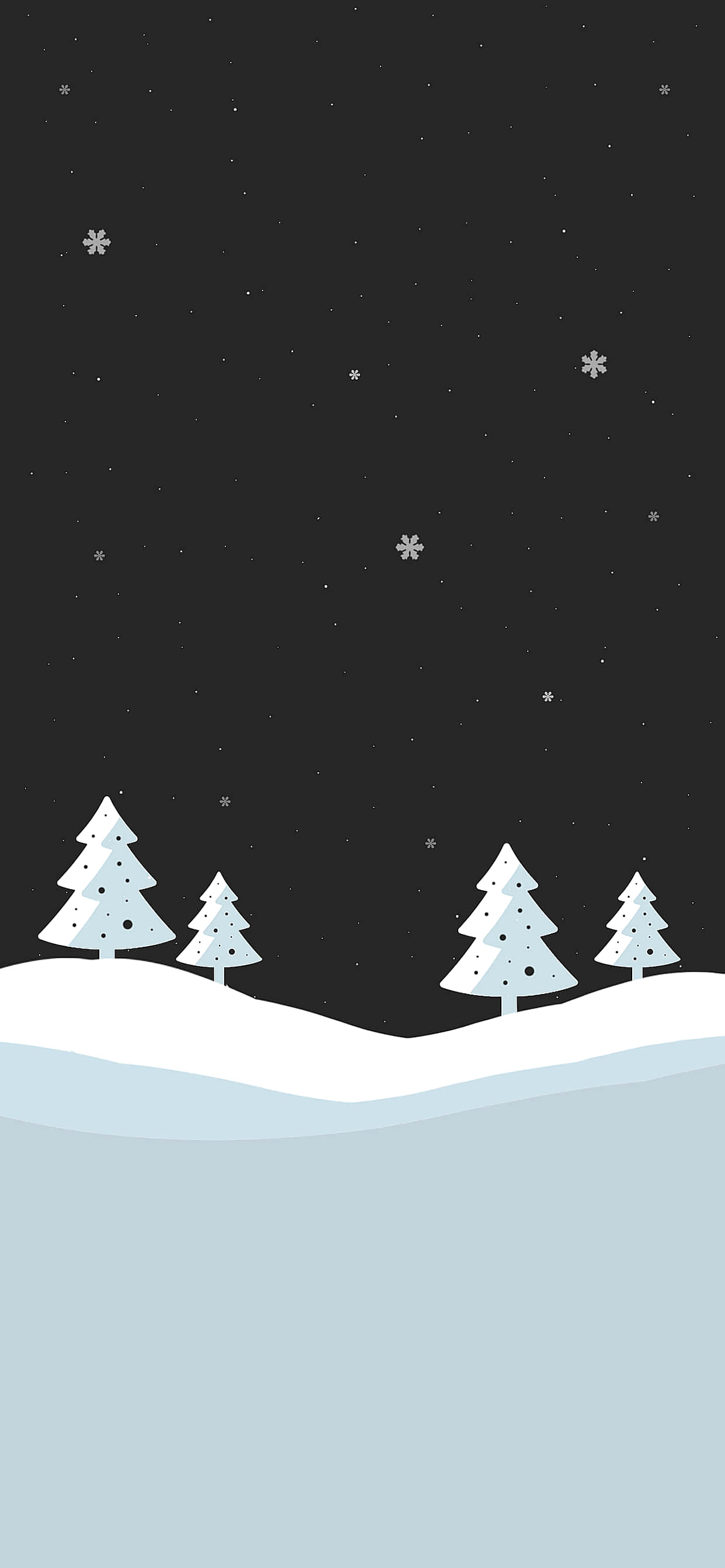 White Christmas, iPhone, snowy pine trees, 2K Phone Wallpaper