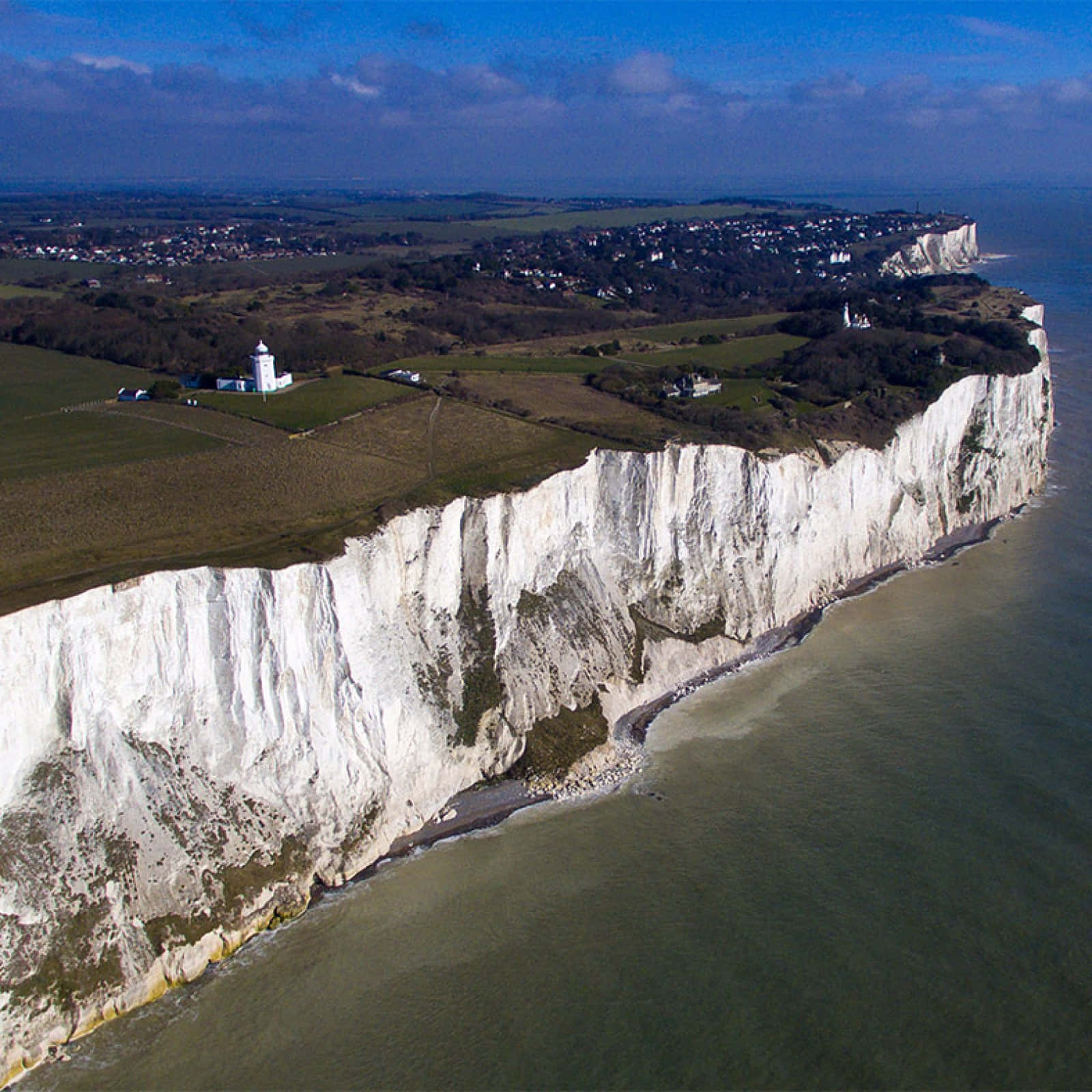 White Cliffs Of Dover, aerial view, white chalk cliffs, HD Desktop Wallpaper