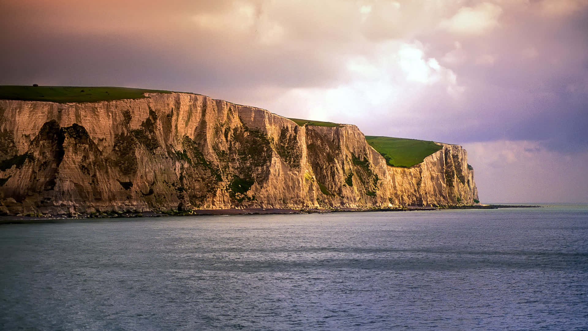 White Cliffs Of Dover, Sunset, golden light, Full HD Desktop Wallpaper