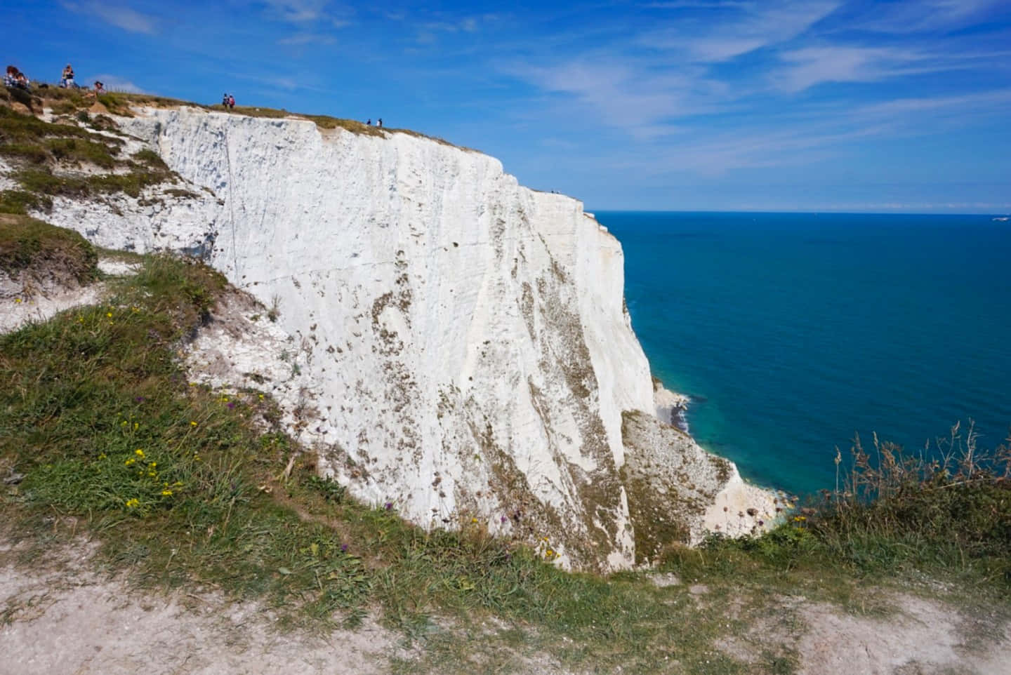 White Cliffs Of Dover, turquoise sea, bright blue sky, HD Desktop Wallpaper