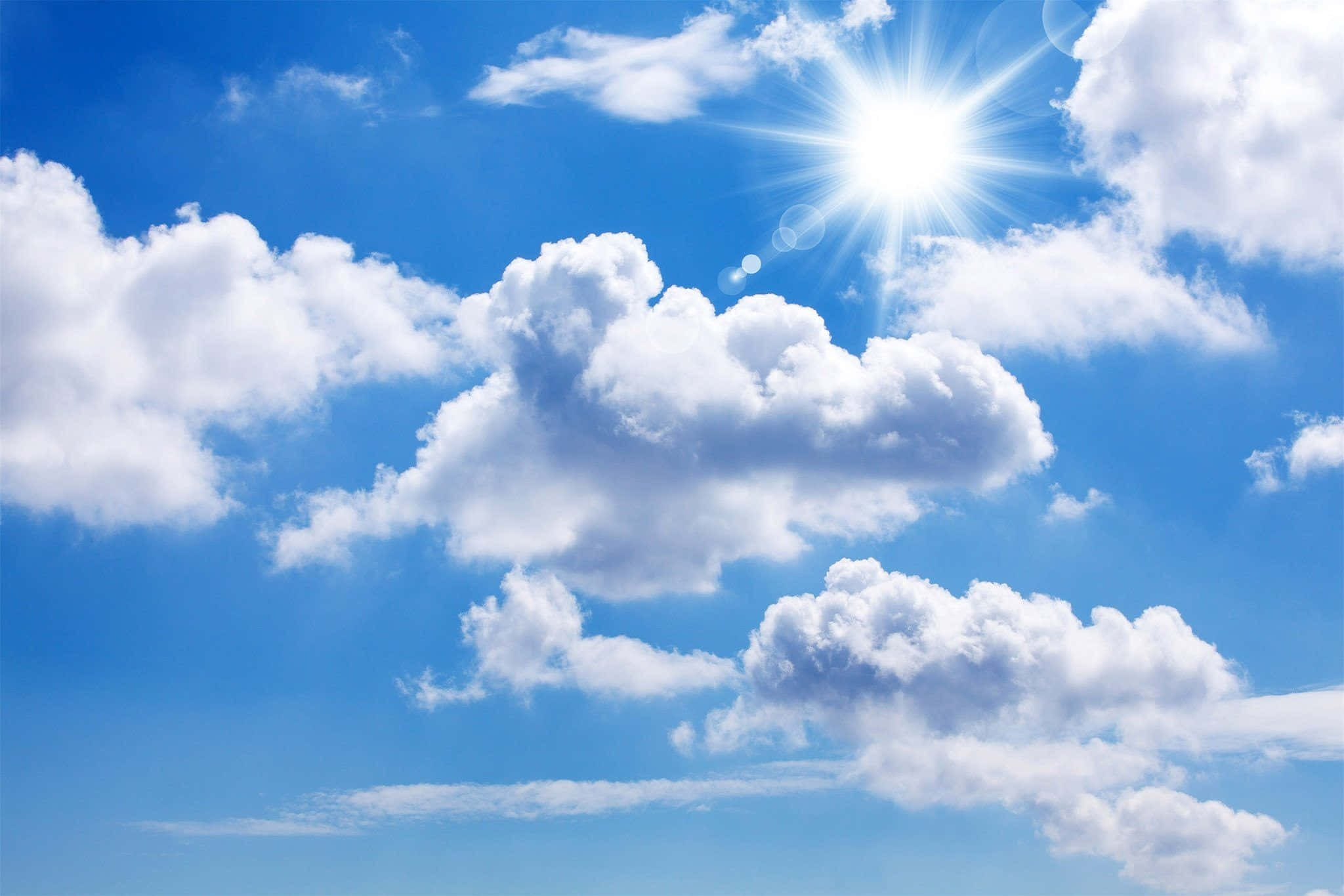 white clouds, blue sky, fluffy white clouds, Full HD Desktop Wallpaper