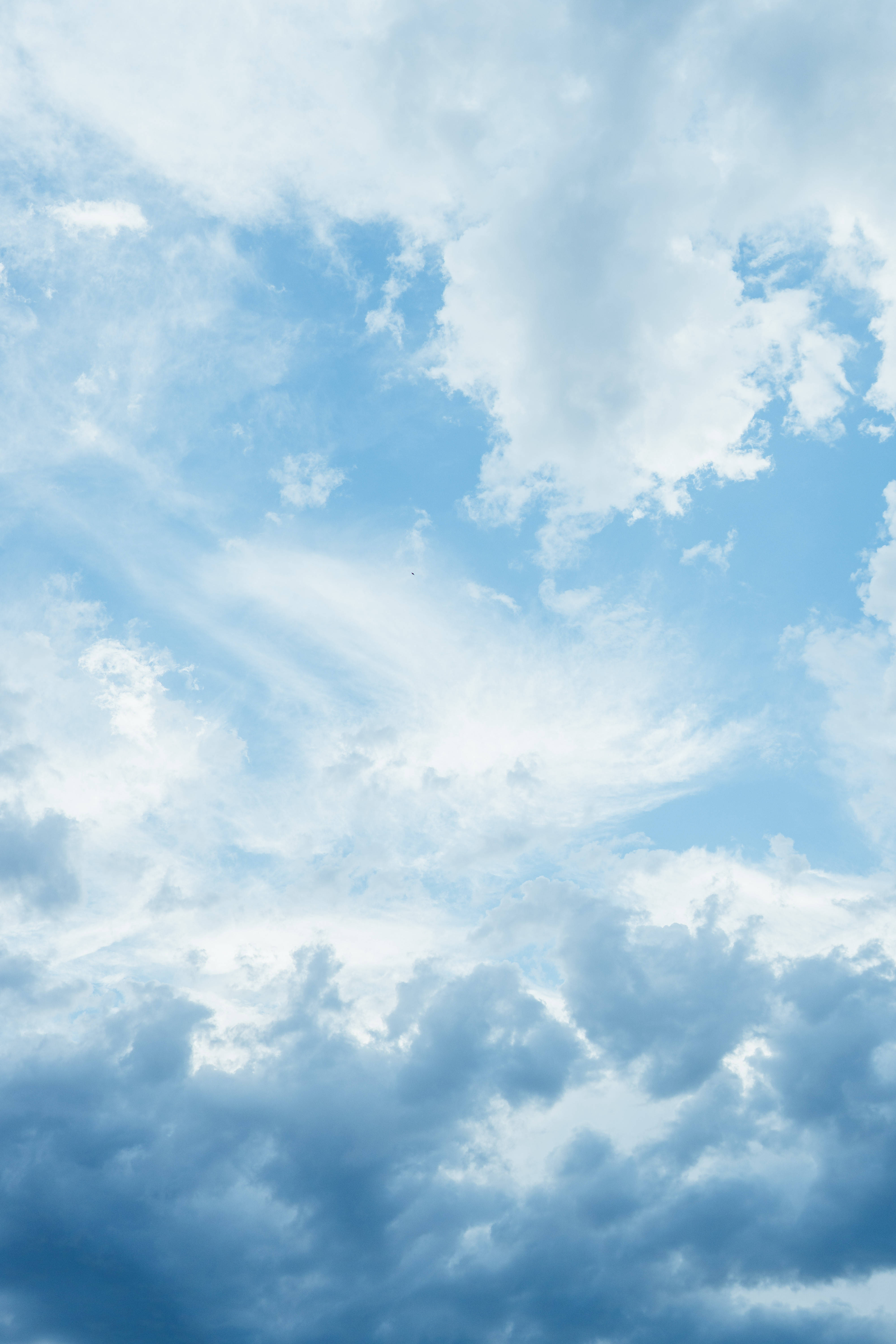 Clouds Phone, blue sky, soft white clouds, 5K Phone Wallpaper
