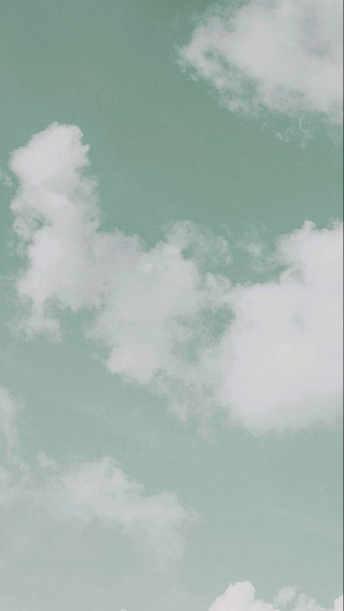 mint green, white clouds, aerial view, SD Phone Wallpaper