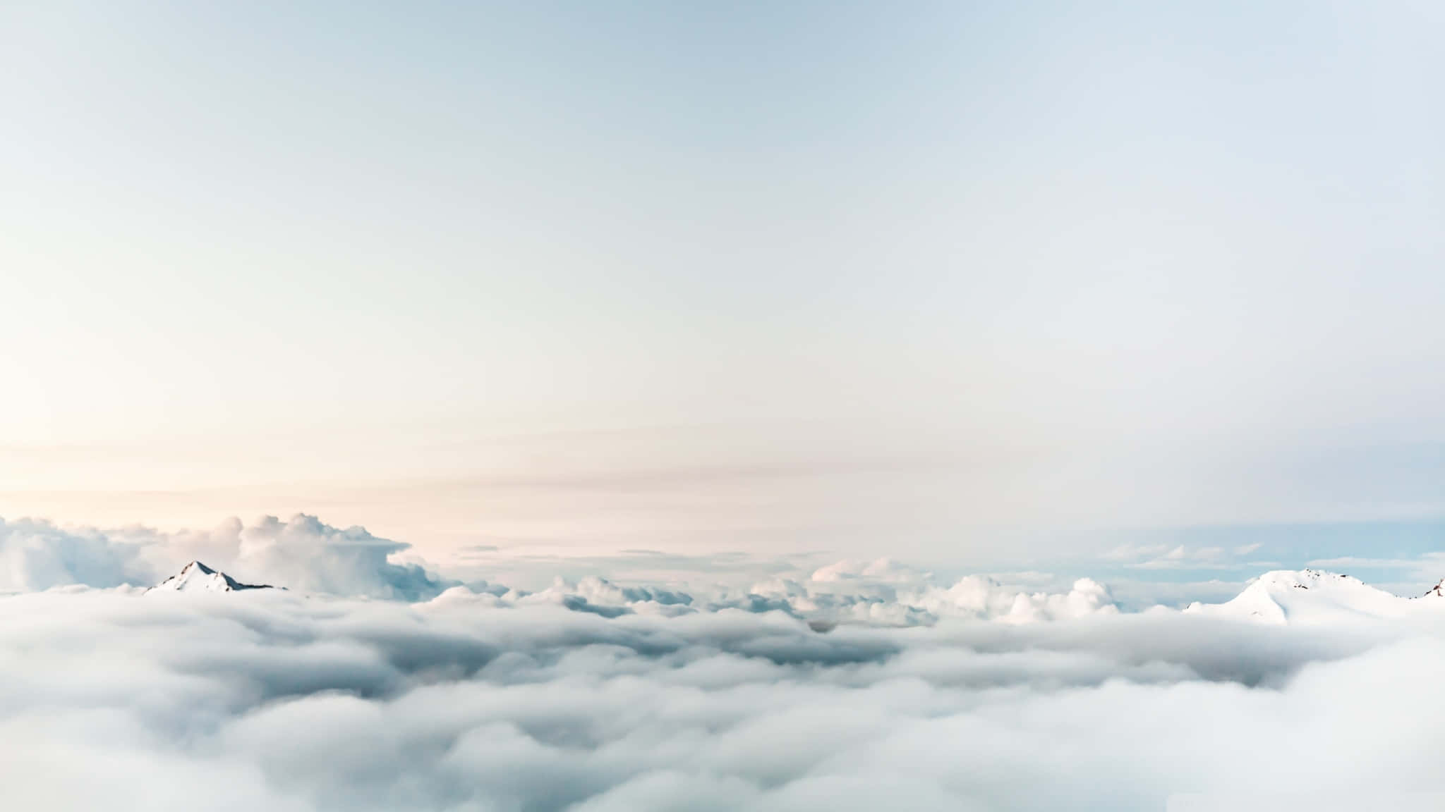 White Clouds, snowcapped mountain peaks, vast sea of soft white clouds, Full HD Desktop Wallpaper