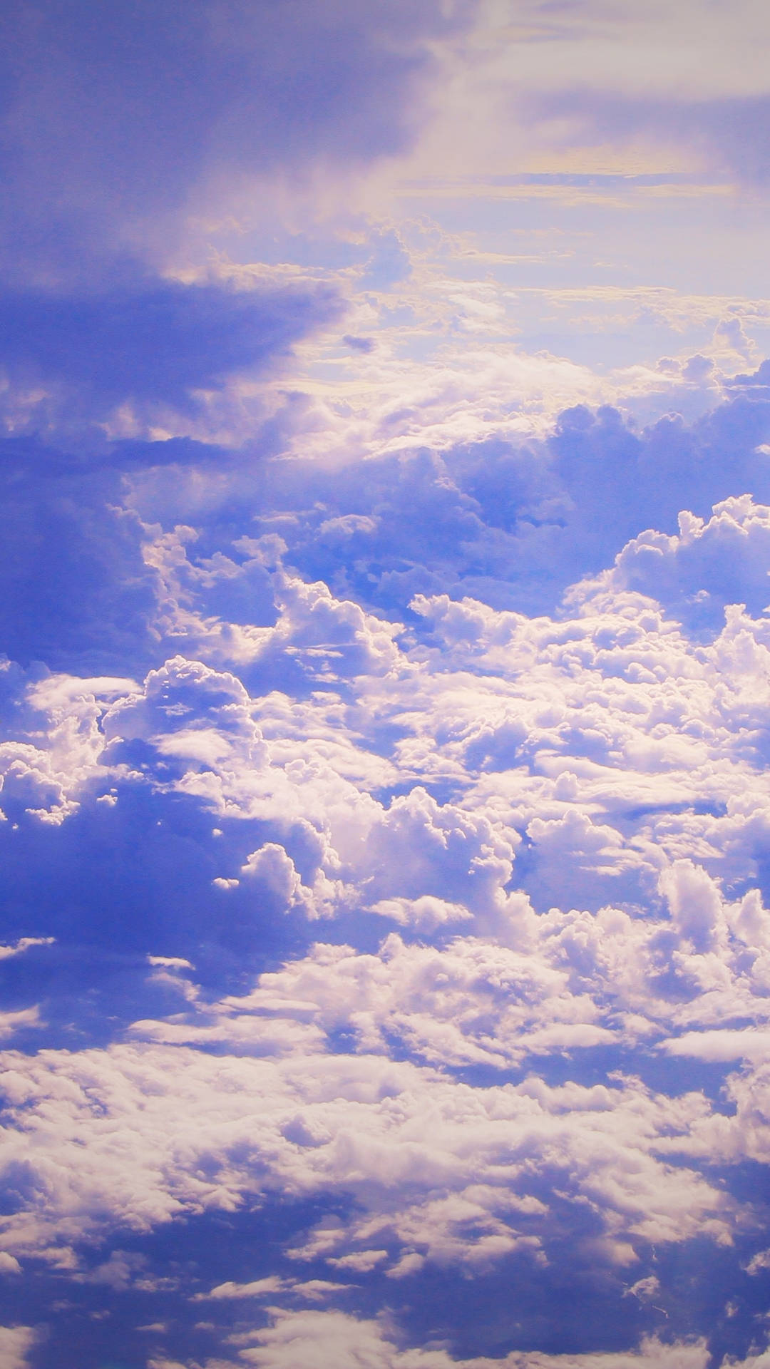 Blue Clouds Phone, white clouds, soft purple light, Full HD Phone Wallpaper