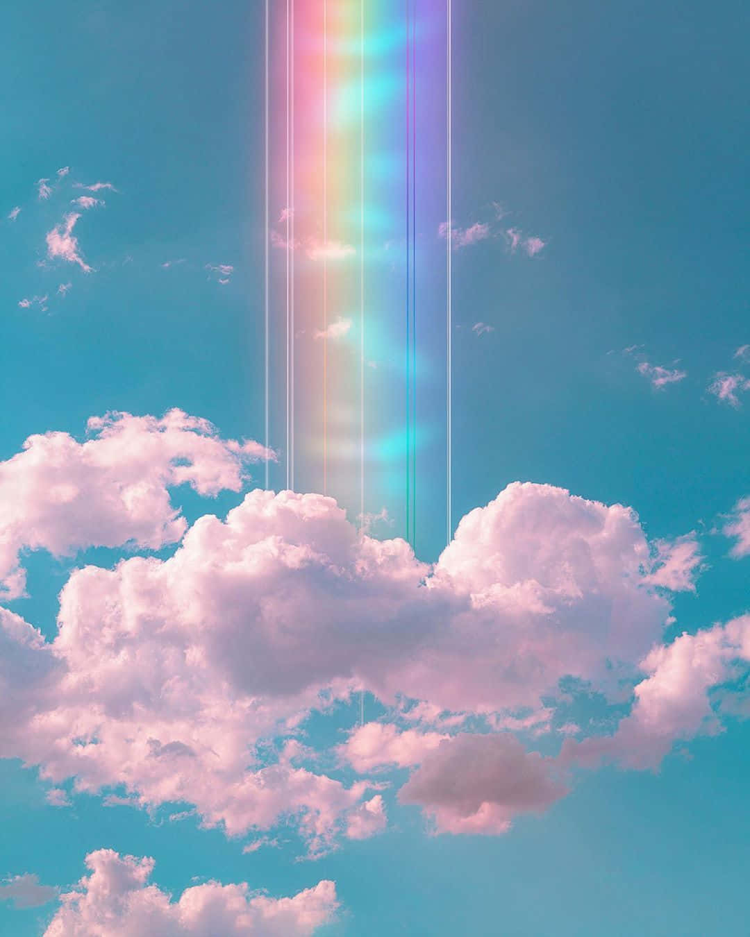 translucent rainbow trippy aesthetic cloud, soft pink clouds, vertical rainbow beam, HD Phone Wallpaper