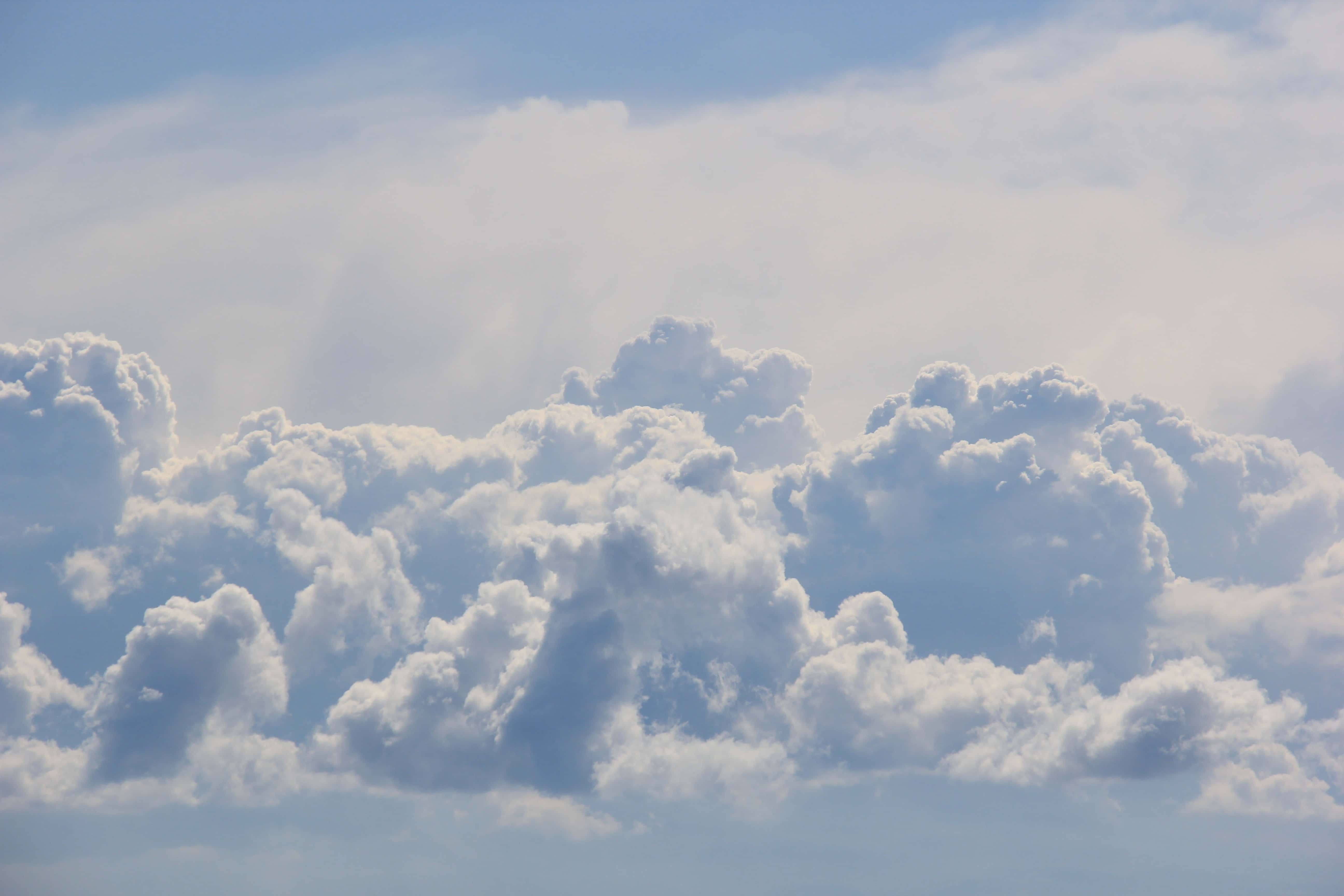 White Clouds, fluffy white clouds, soft blue sky, 5K Desktop Wallpaper