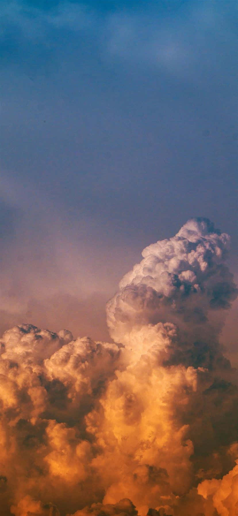 white, puffy clouds, twilight sky, fiery orange, HD Phone Wallpaper