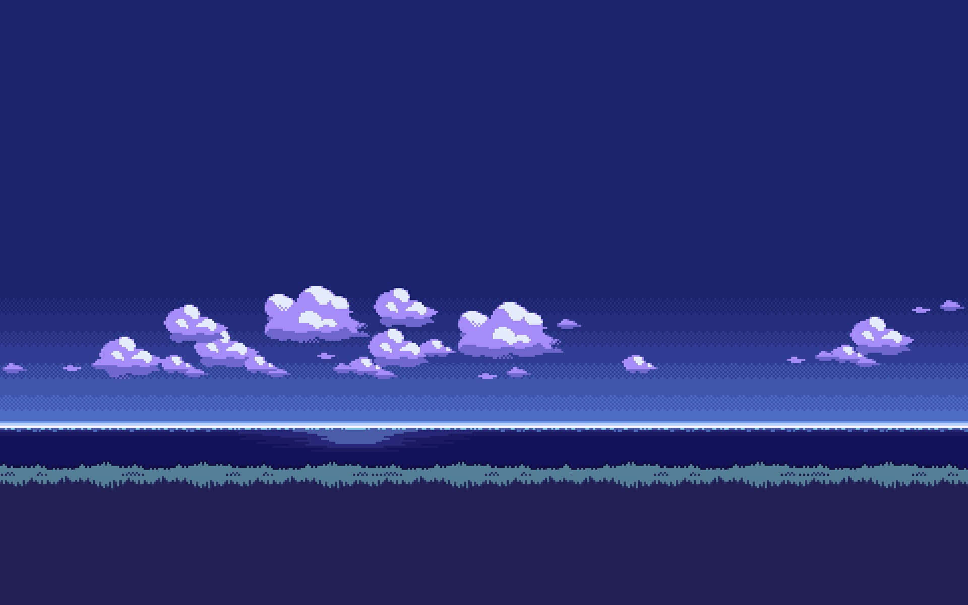 blue sky, white clouds, calm ocean, Full HD Desktop Wallpaper