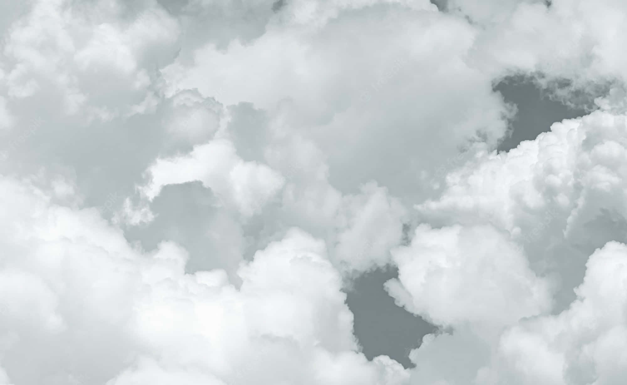 white clouds, pale gray sky, soft fluffy clouds, Full HD Desktop Wallpaper