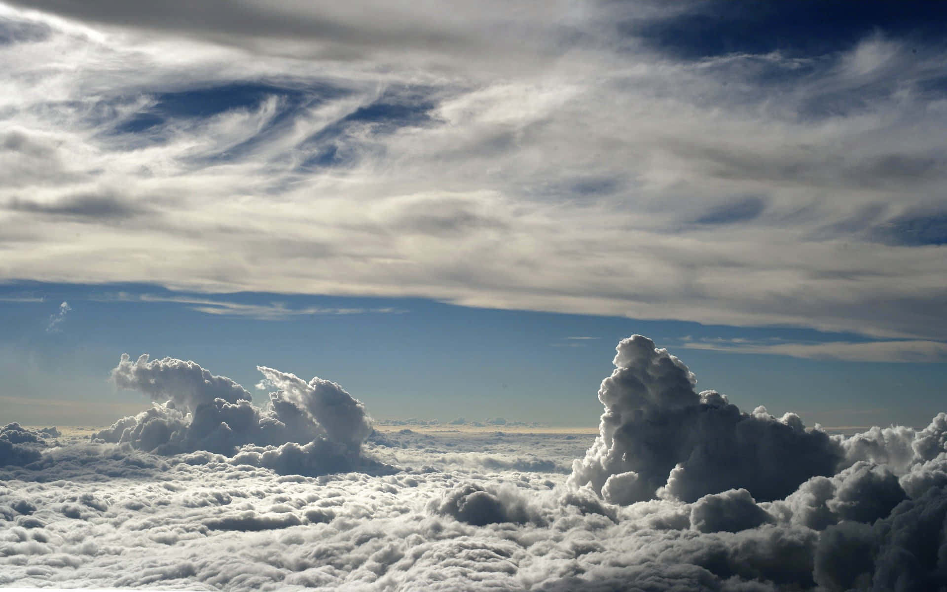 White Clouds, cottony clouds, cumulus formations, Full HD Desktop Wallpaper