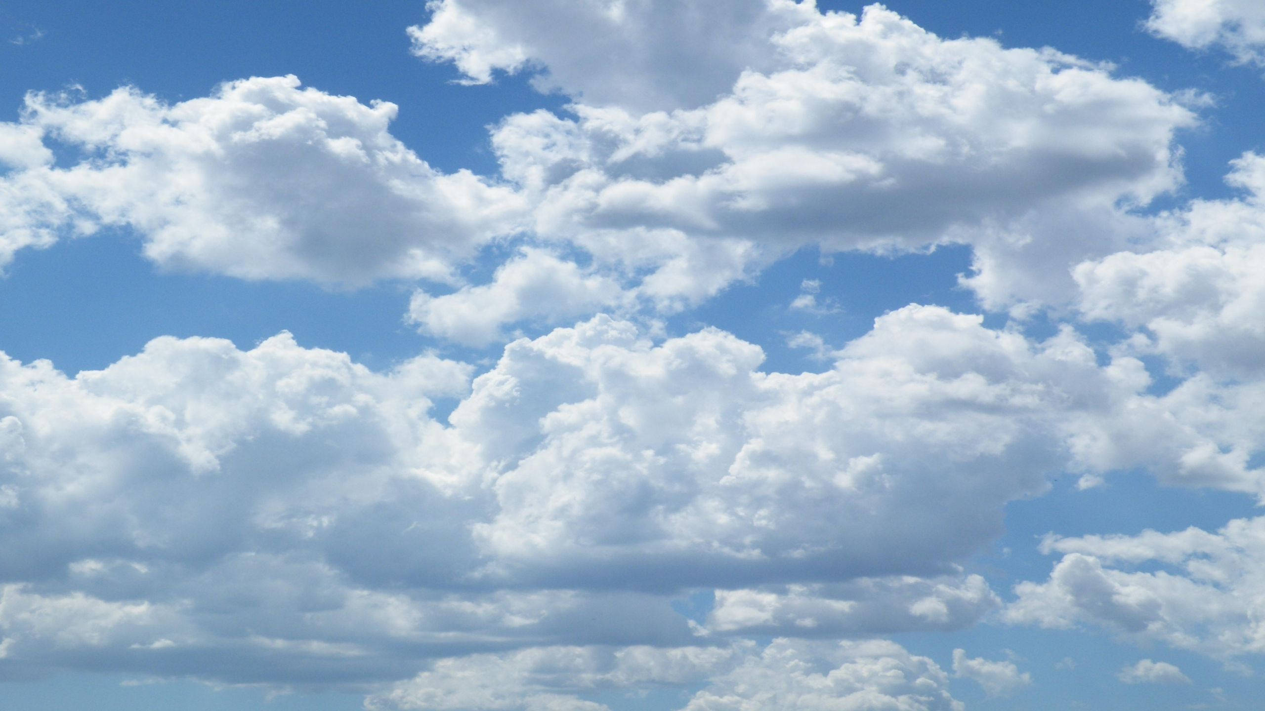 ordinary cloud, fluffy white clouds, vast blue sky, 2K Desktop Wallpaper