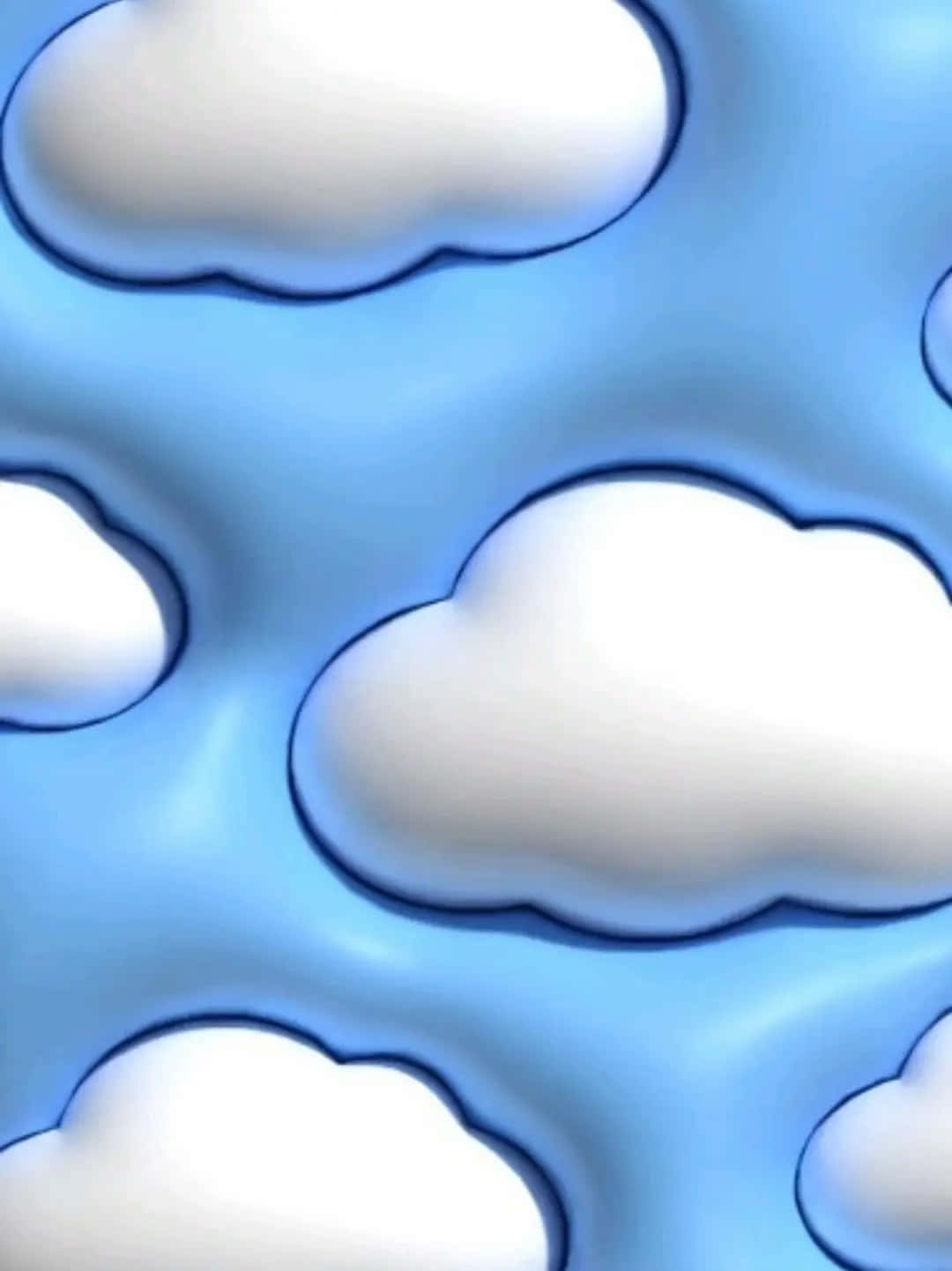 Puffy Clouds Pattern, soft white cartoon clouds, dark outlines, HD Phone Wallpaper