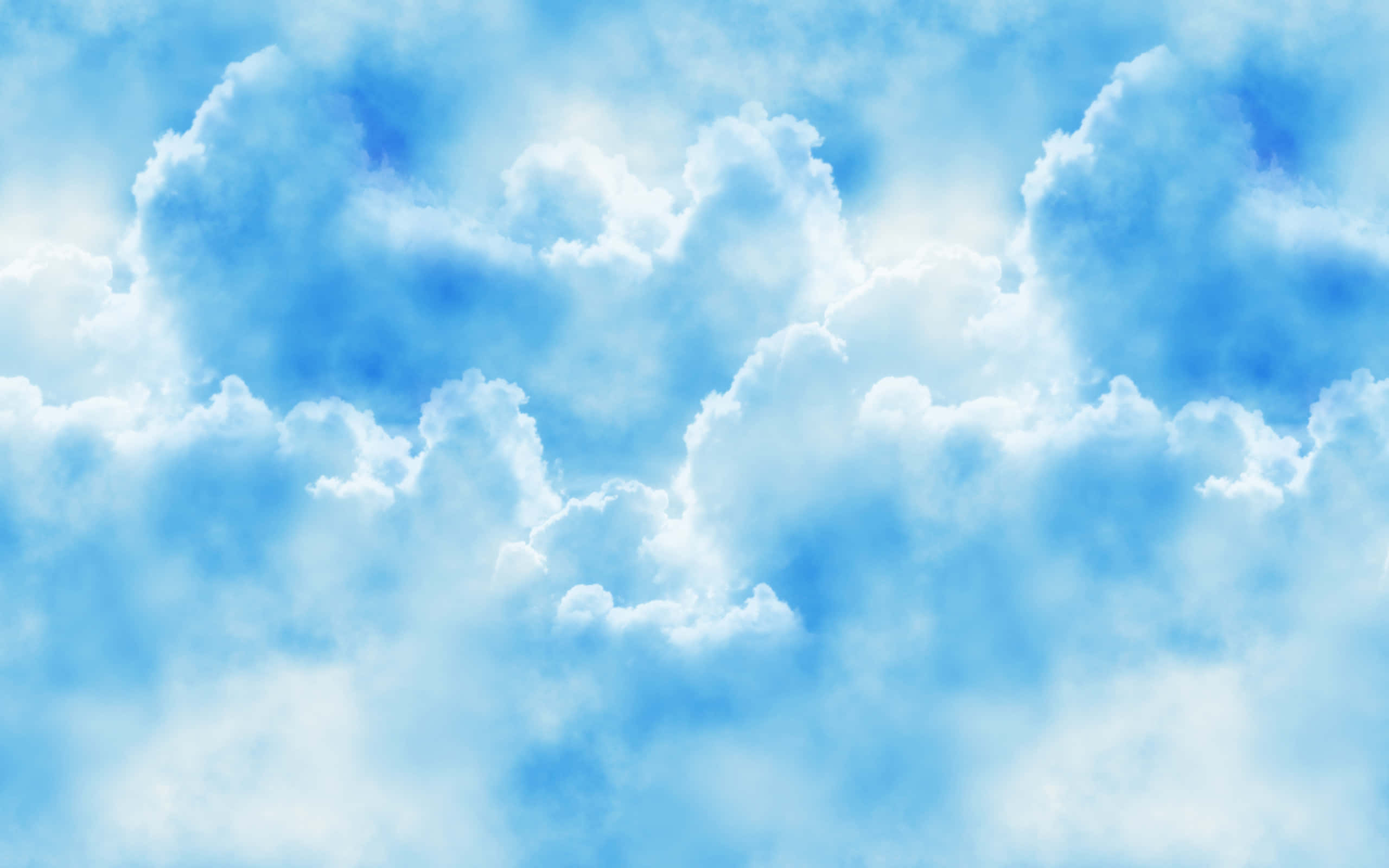 White Clouds, fluffy white clouds, serene light blue backdrop, 2K Desktop Wallpaper