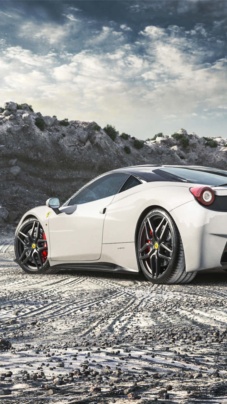 White Ferrari, Ferrari sports car, black rims, HD Phone Wallpaper