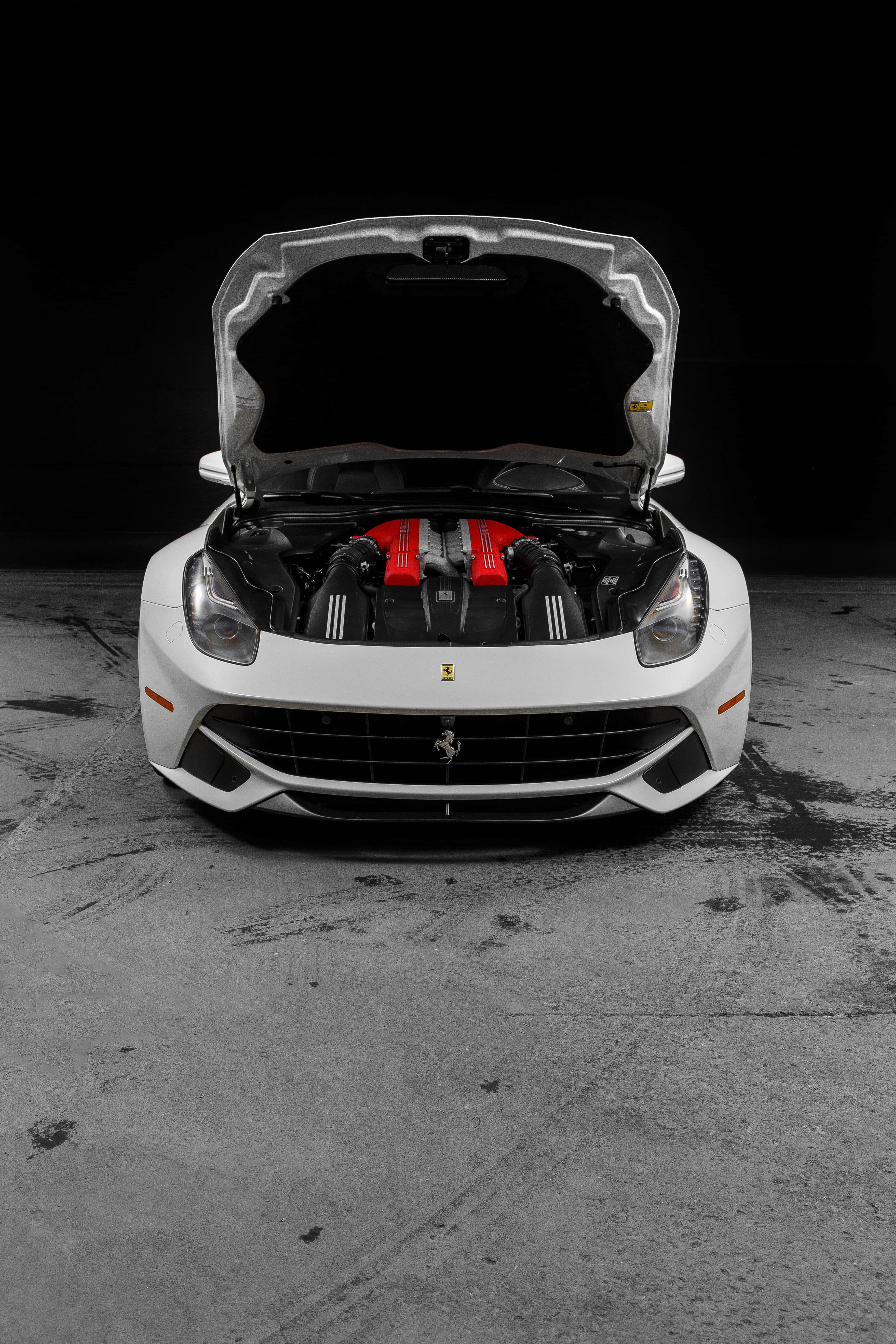 White Ferrari iPhone, Ferrari, white, 5K Phone Wallpaper