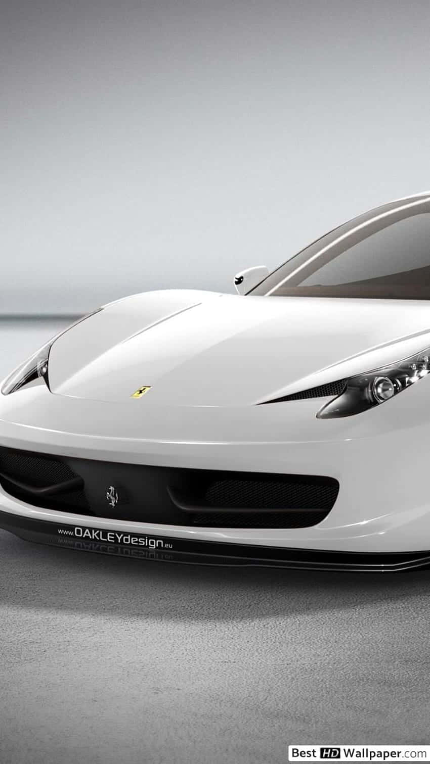 white Ferrari, glossy finish, minimalist studio setting, HD Phone Wallpaper