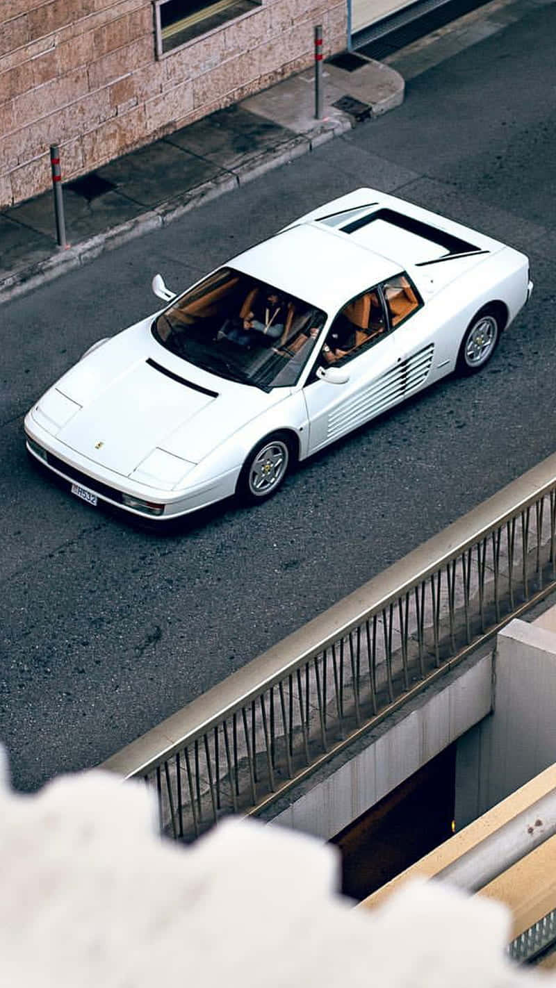 Ferrari 348, white, city street, HD Phone Wallpaper