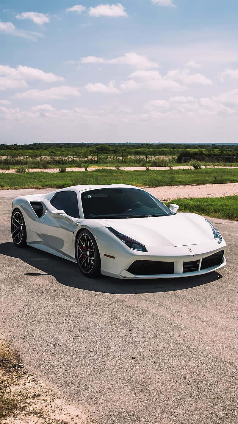 White Ferrari, Ferrari sports car, gravel road, HD Phone Wallpaper