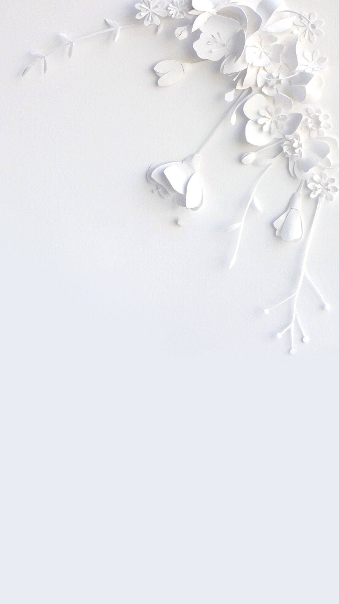 white monochrome flower design, iPhone, delicate white paper flowers, Full HD Phone Wallpaper