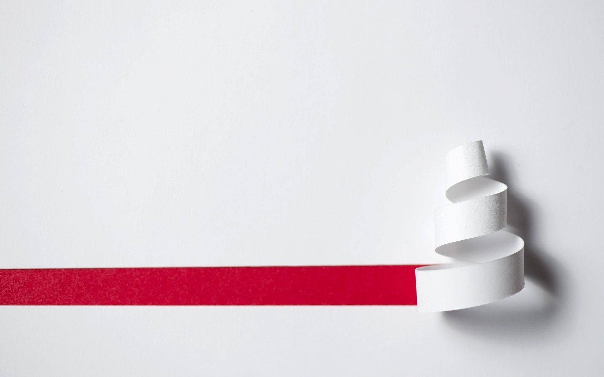 white full screen, peeling cover, bold red paper strip, Full HD Desktop Wallpaper