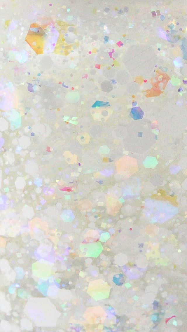 White Glitter, iridescent glitter particles, soft pastel hues, SD Phone Wallpaper