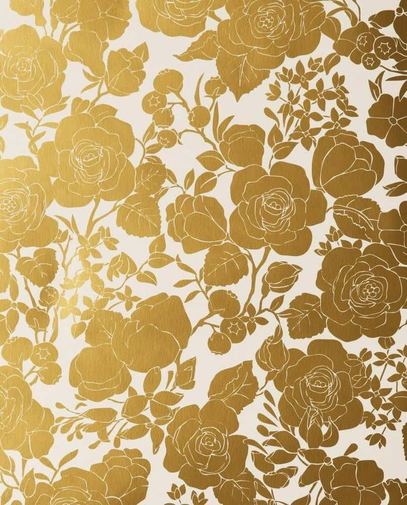 White Gold, golden rose, leaf pattern, SD Phone Wallpaper